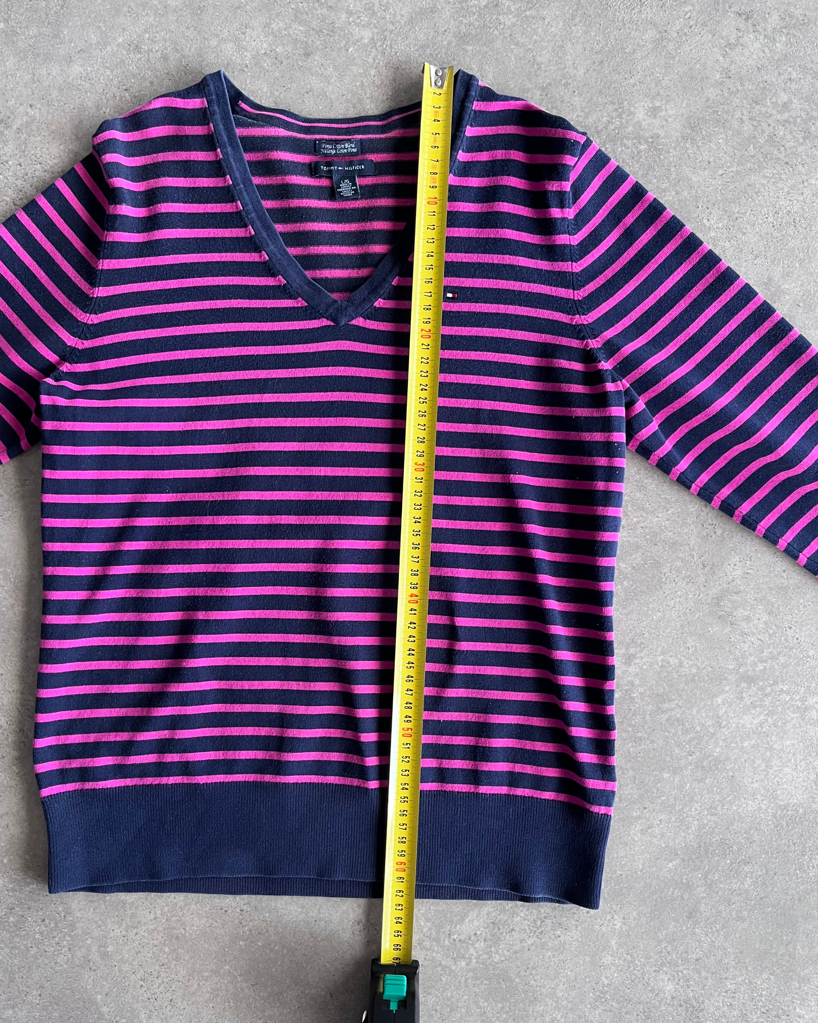 סריג פסים Tommy Hilfiger צווארון V וינטג׳ - L
