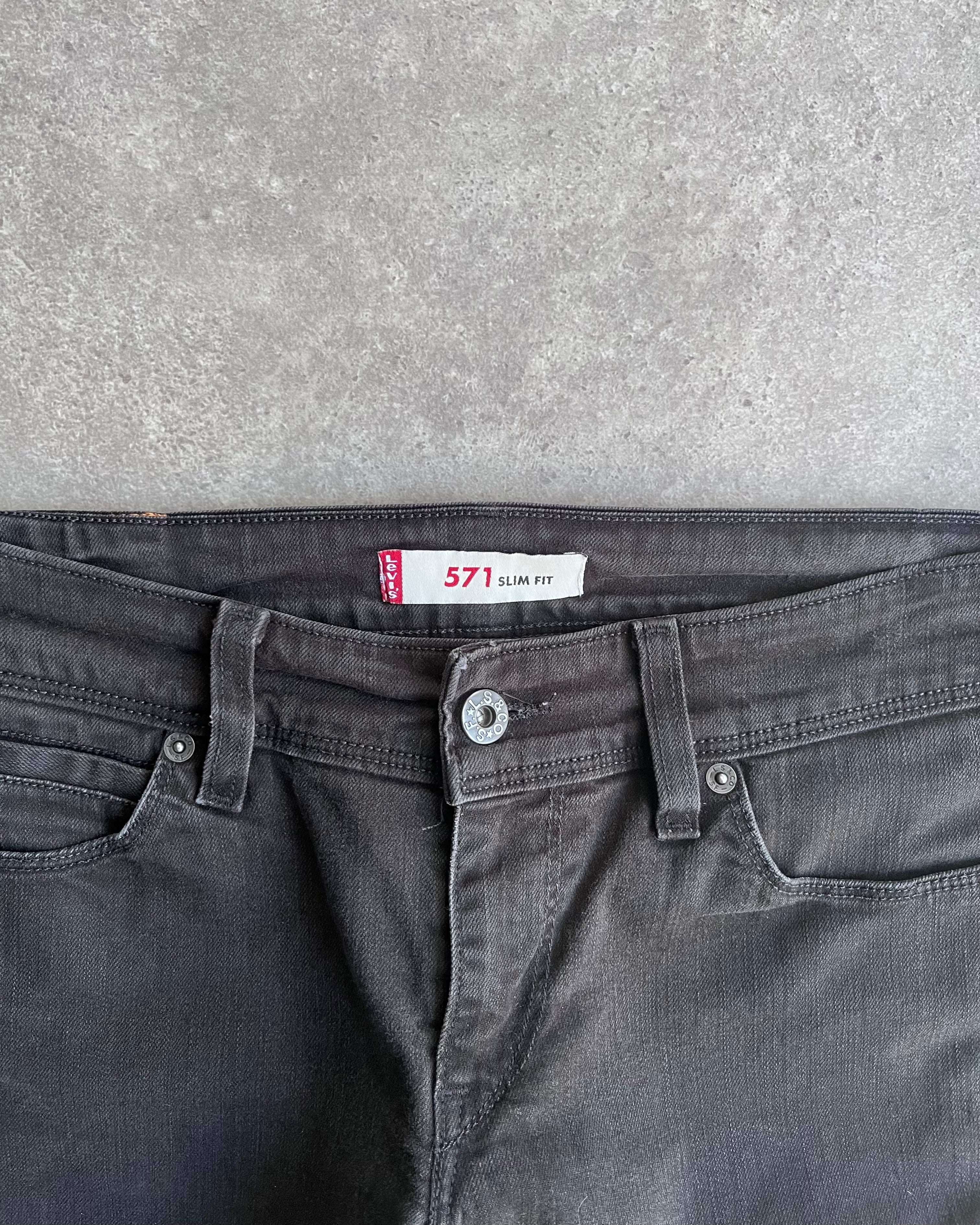 ג׳ינס Levi’s 571 Slim Fit שחור וינטג נמוך - 31