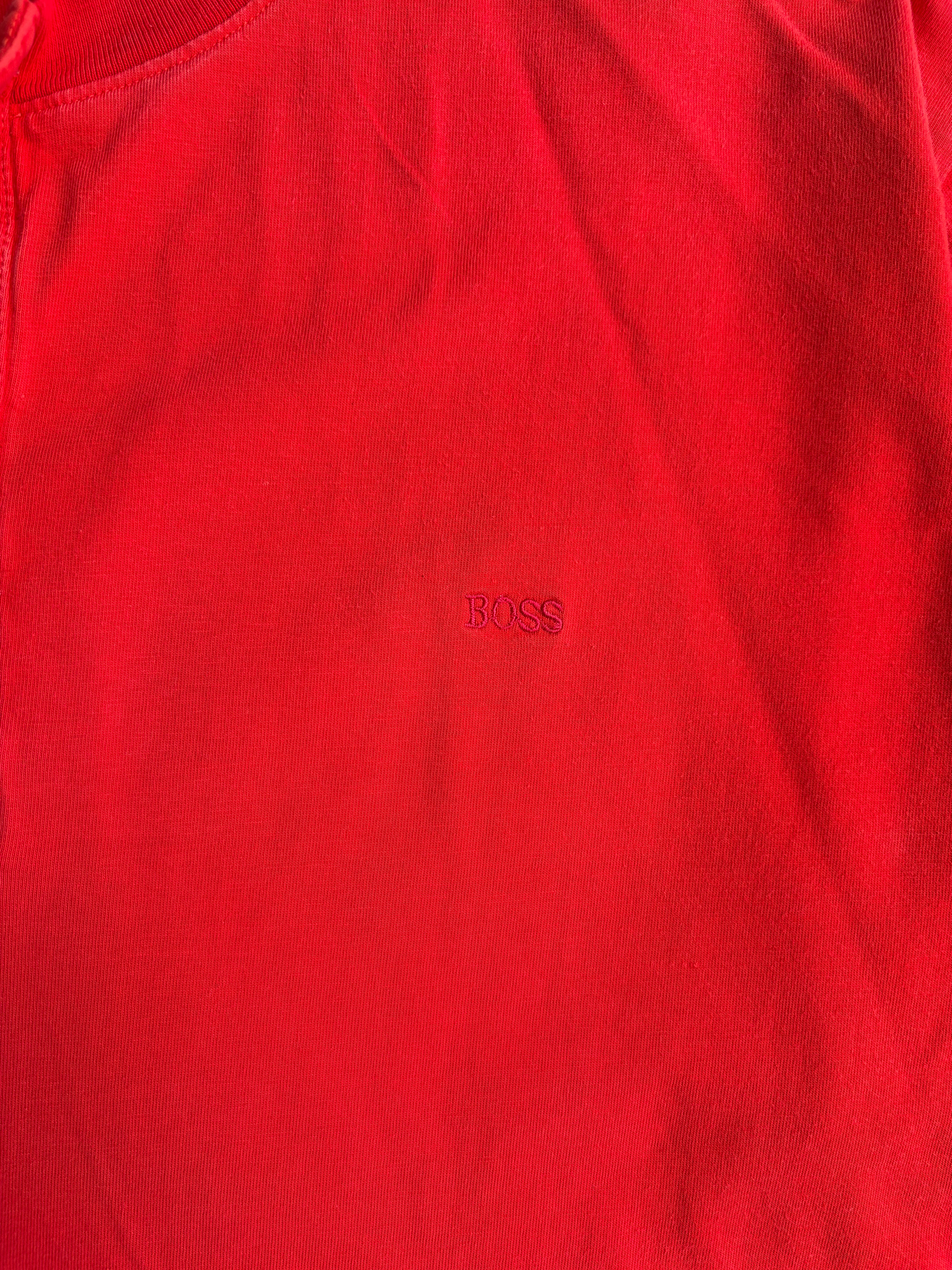 טי שירט Henley BOSS אדומה וינטג׳ - XL