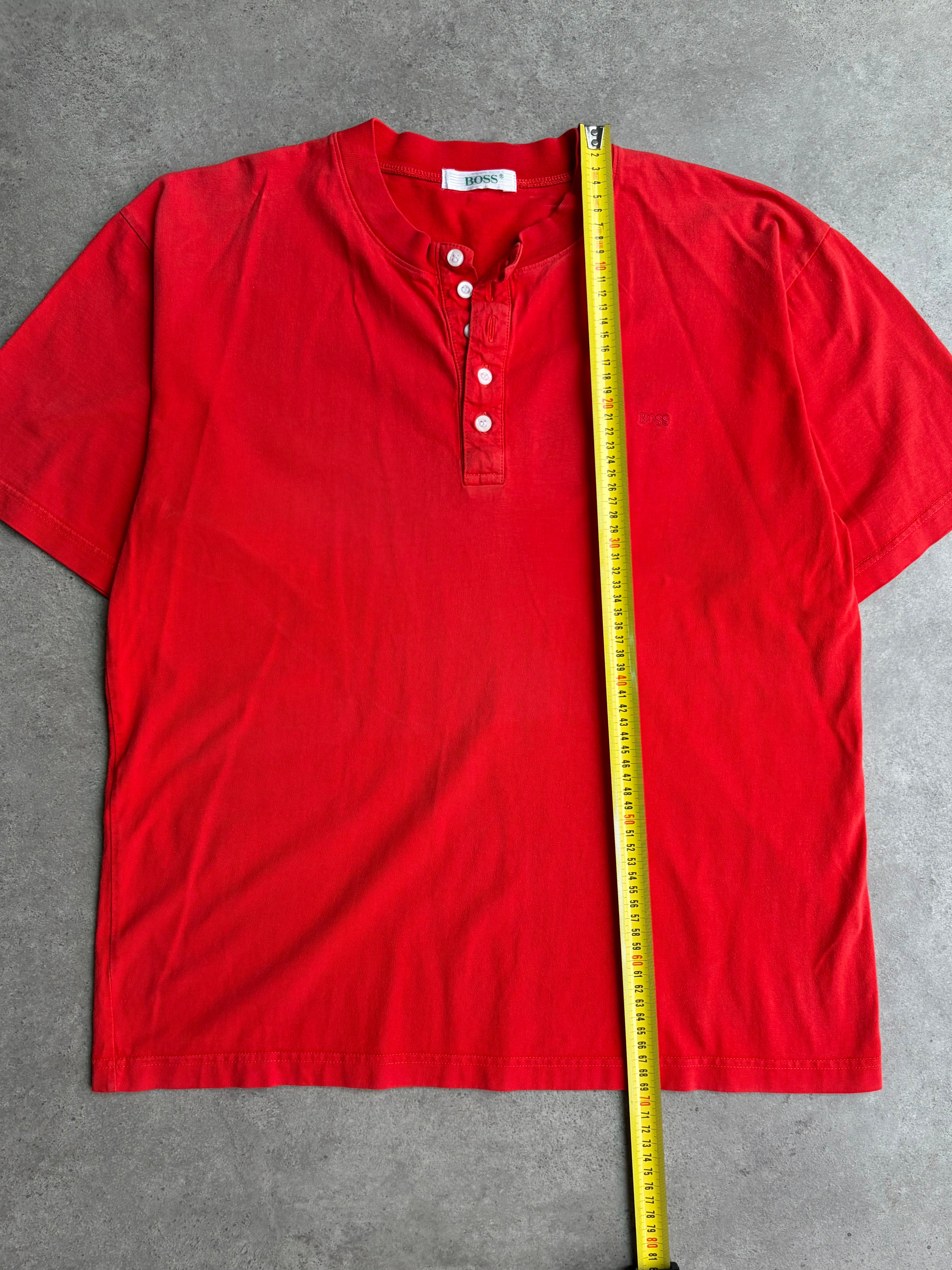טי שירט Henley BOSS אדומה וינטג׳ - XL