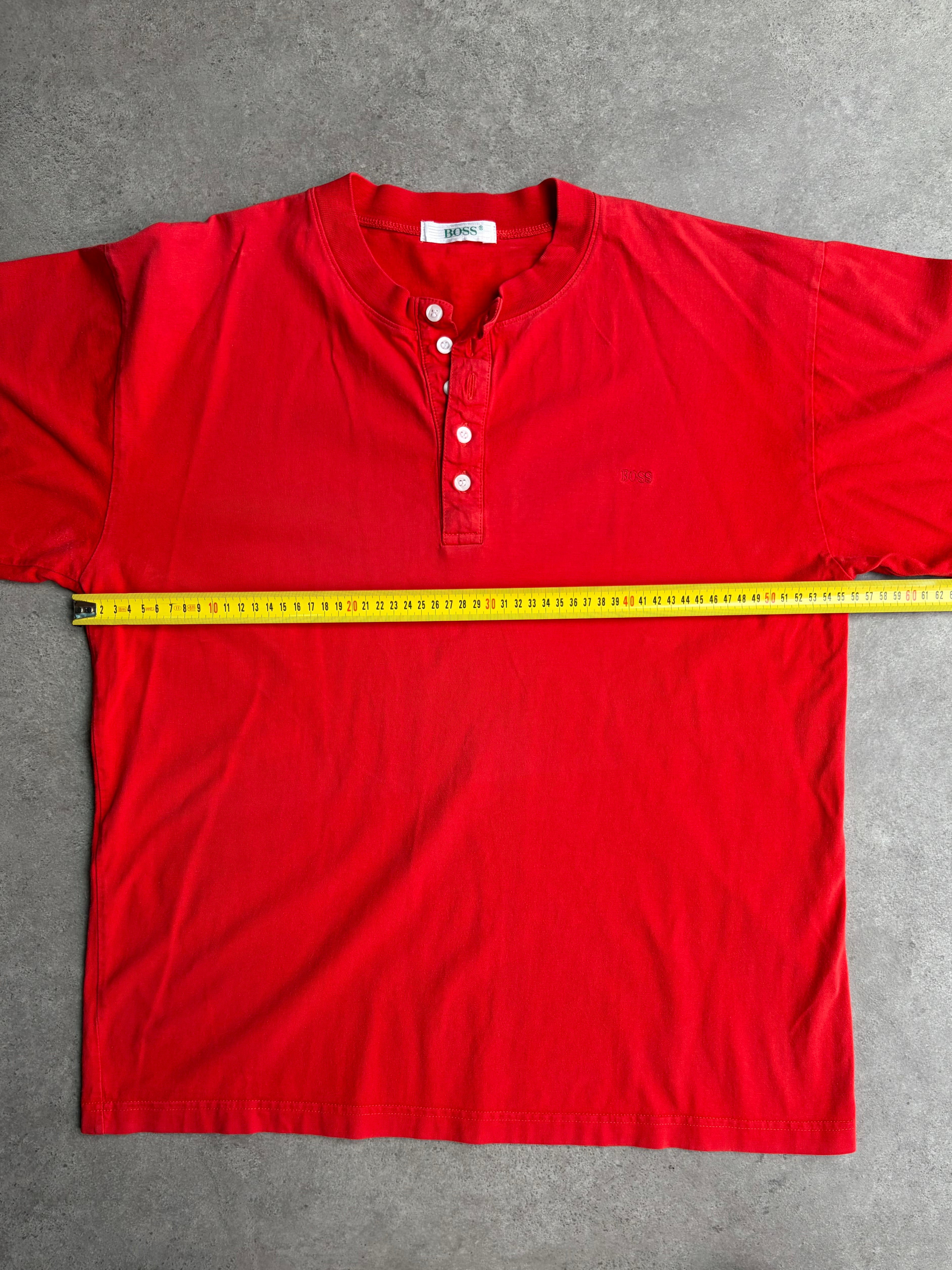 טי שירט Henley BOSS אדומה וינטג׳ - XL
