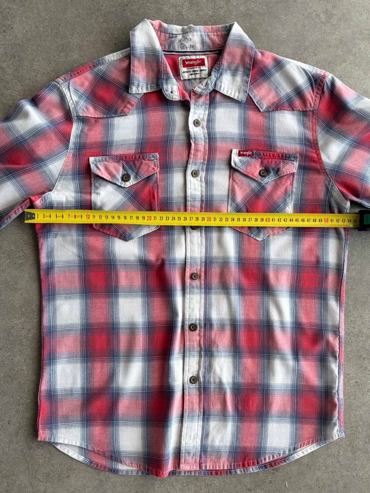חולצת פלנל מכופתרת Wrangler משובצת וינטג׳ - M – חולצת פלנל משבצות וינטג׳ רנגלר, תמונה 3
