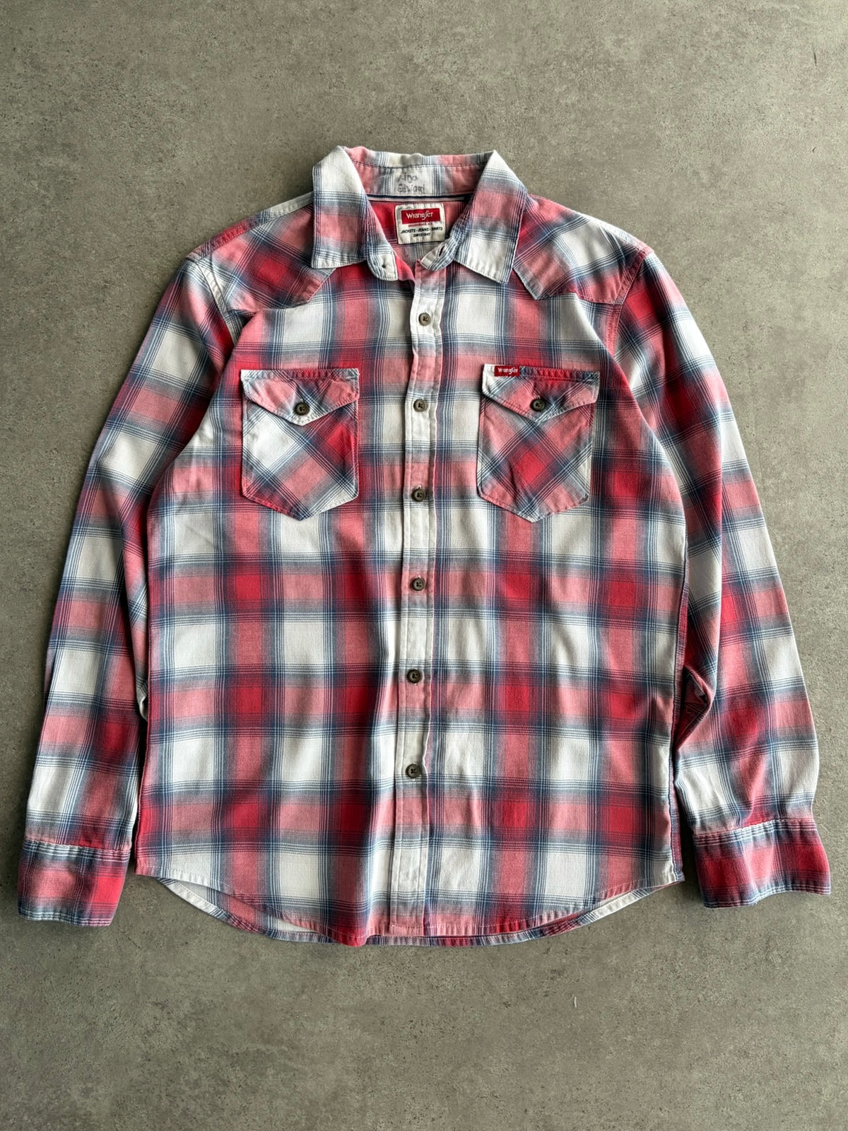 חולצת פלנל מכופתרת Wrangler משובצת וינטג׳ - M – חולצת פלנל משבצות וינטג׳ רנגלר | DNA תל אביב
