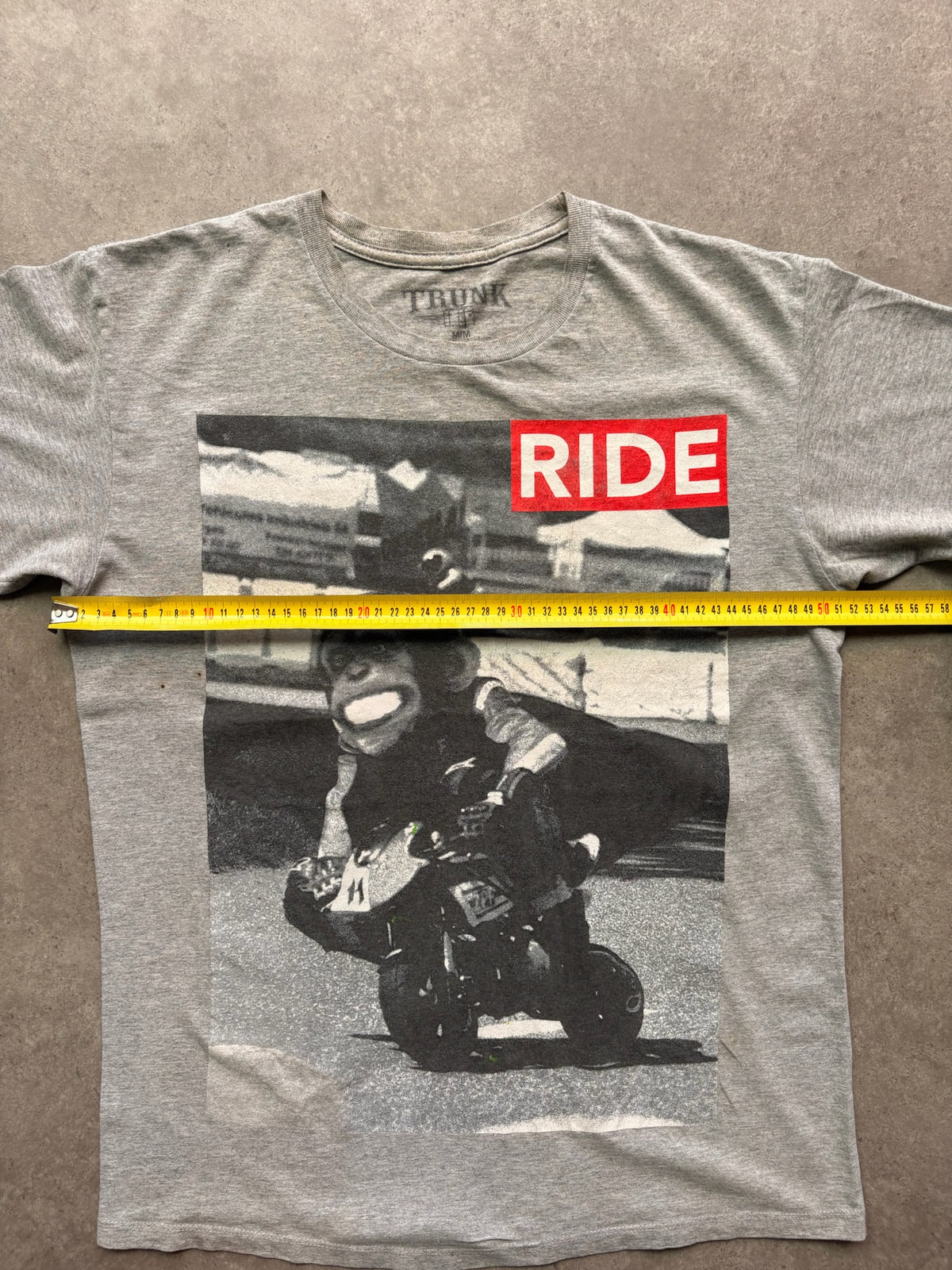 טישירט Trunk הדפס קוף על אופנוע "RIDE" וינטג׳ - M – טי שירט וינטג׳, תמונה 5