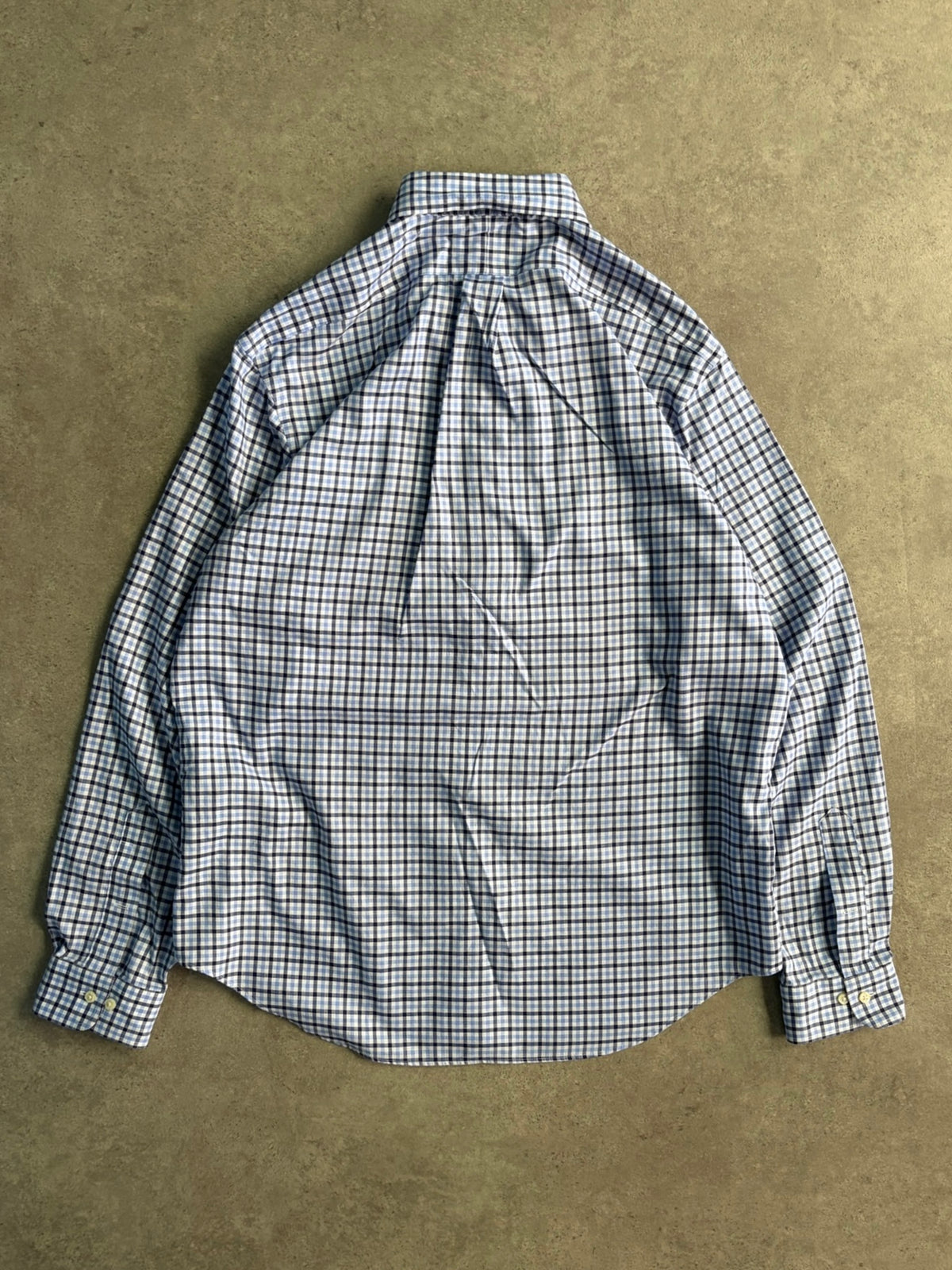 חולצת Ralph Lauren משבצות כחול-לבן וינטג׳ - XL