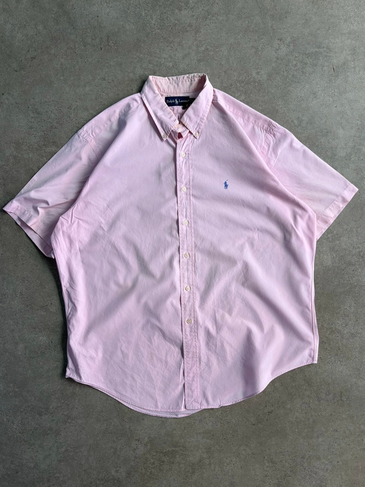 חולצת Ralph Lauren מכופתרת קצרה ורודה וינטג׳ - XXL