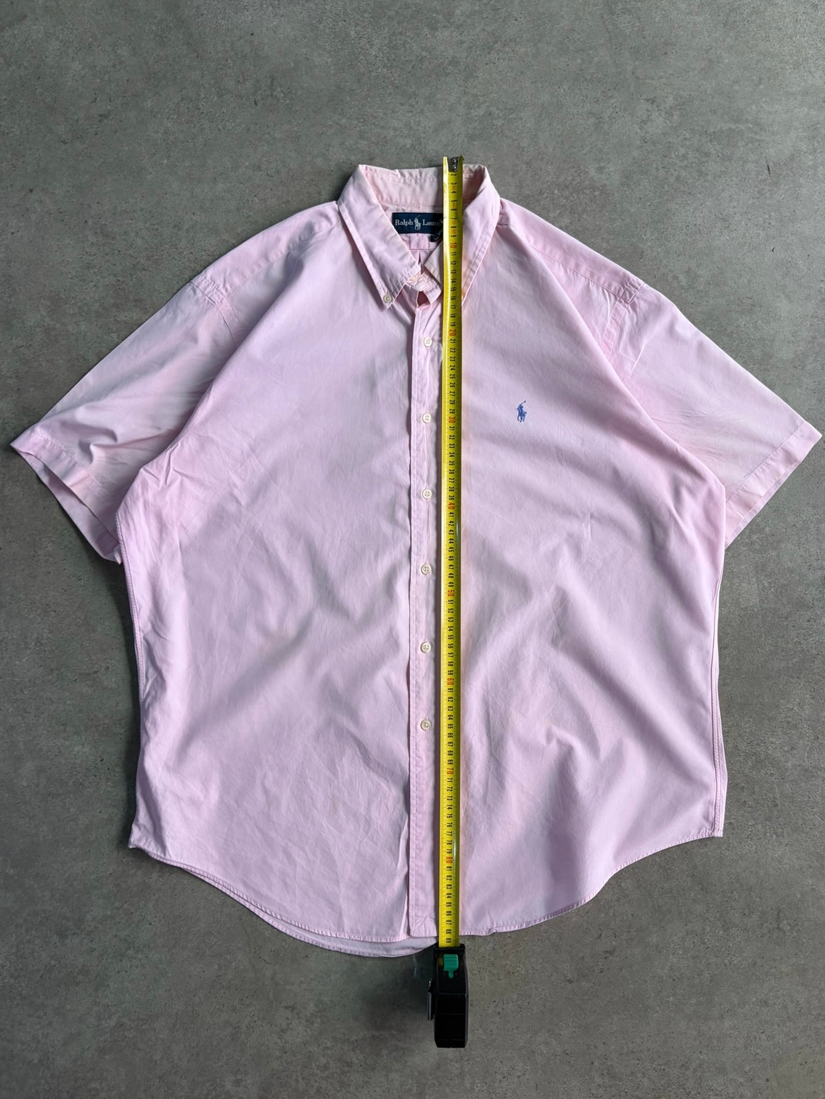 חולצת Ralph Lauren מכופתרת קצרה ורודה וינטג׳ - XXL