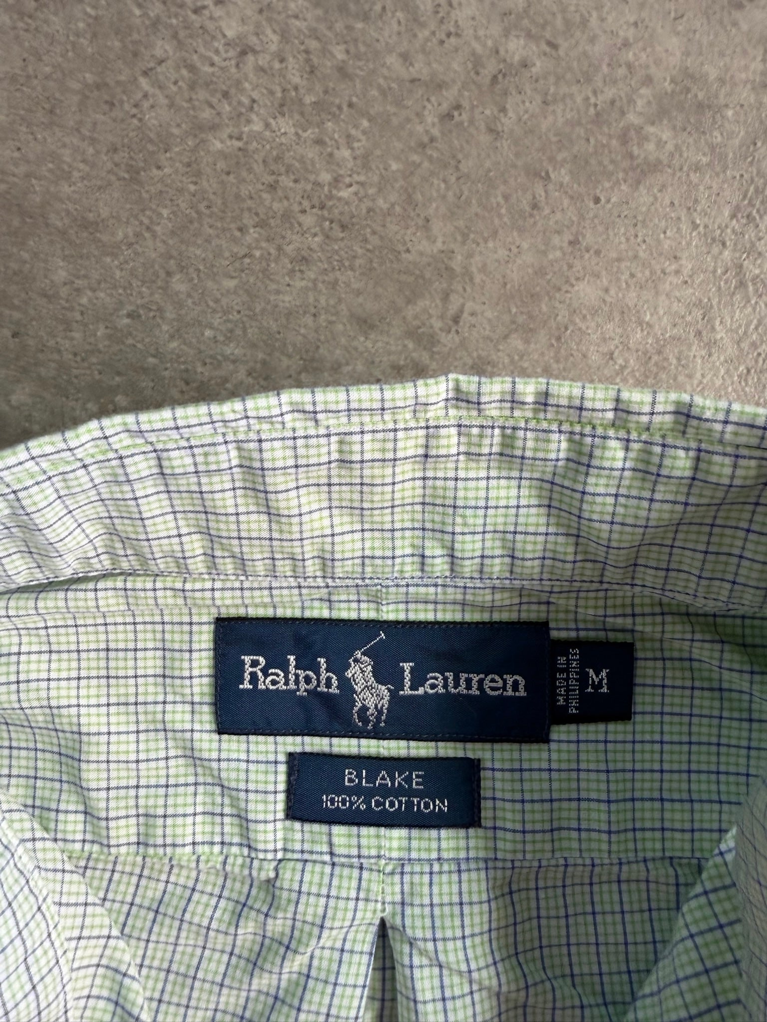 חולצת Ralph Lauren משבצות ירוק כחול וינטג׳ - XXL