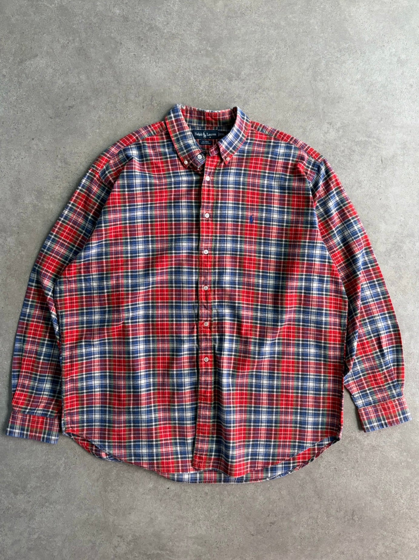 חולצת פלנל Ralph Lauren משבצות אדום כחול וינטג׳ - 3XL