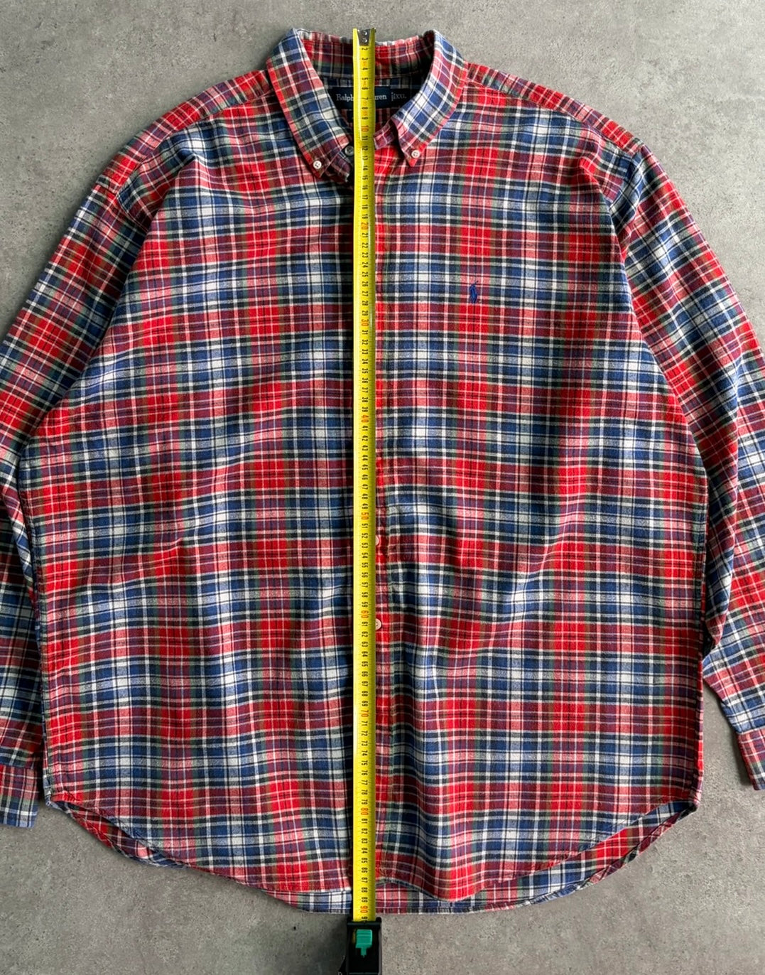 חולצת פלנל Ralph Lauren משבצות אדום כחול וינטג׳ - 3XL
