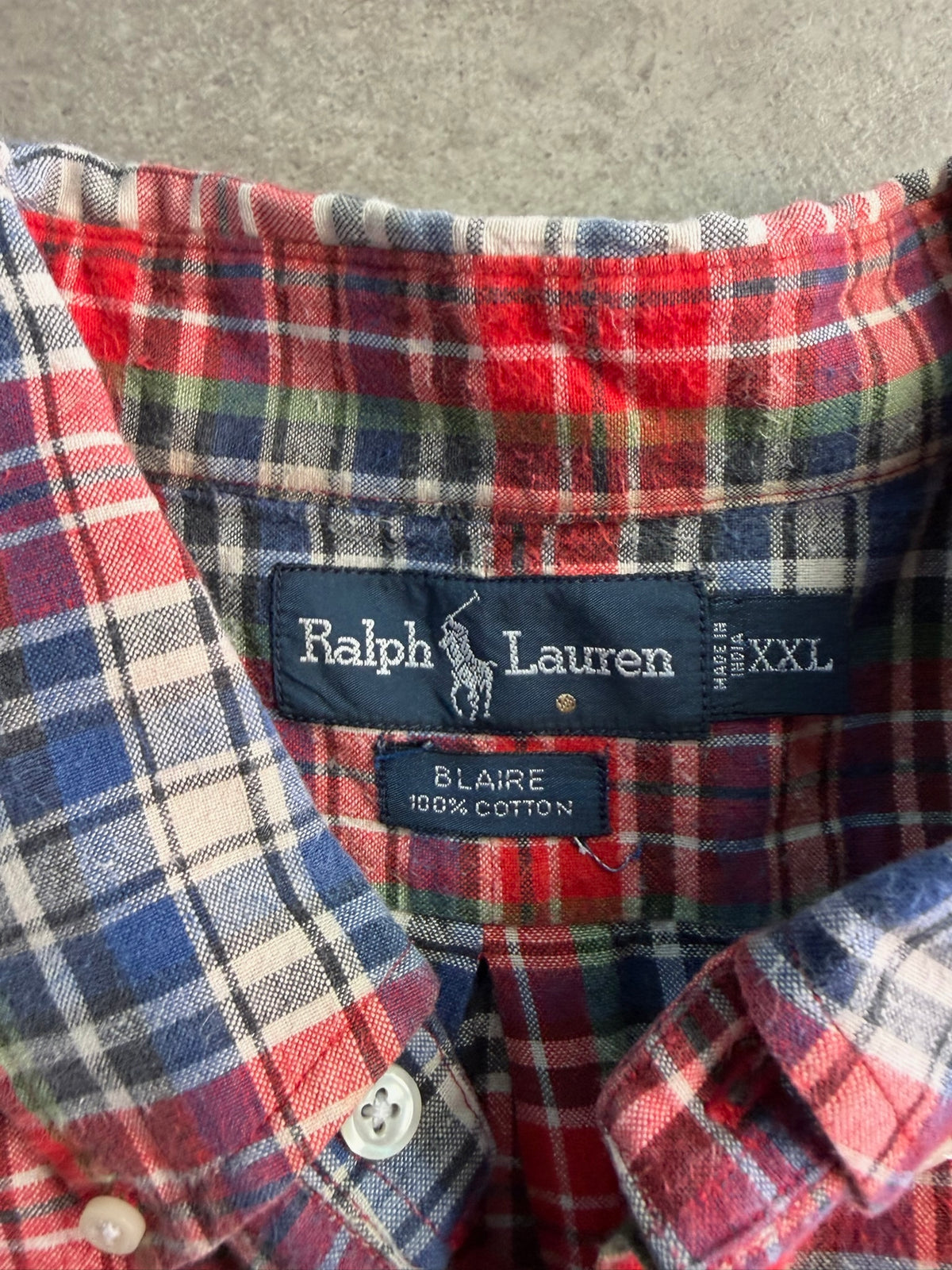 חולצת פלנל Ralph Lauren משבצות אדום כחול וינטג׳ - 3XL