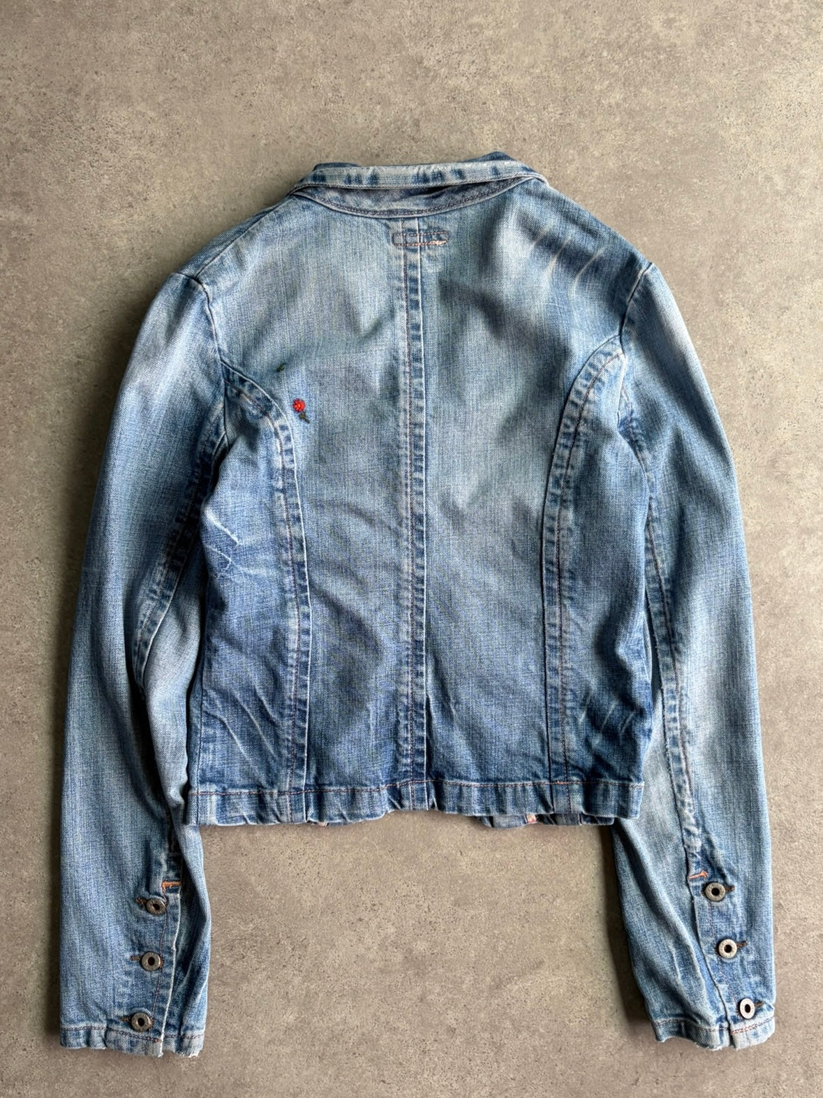ג׳קט ג׳ינס Polo Jeans Co. עם רקמות פרחים וינטג׳ - XXS
