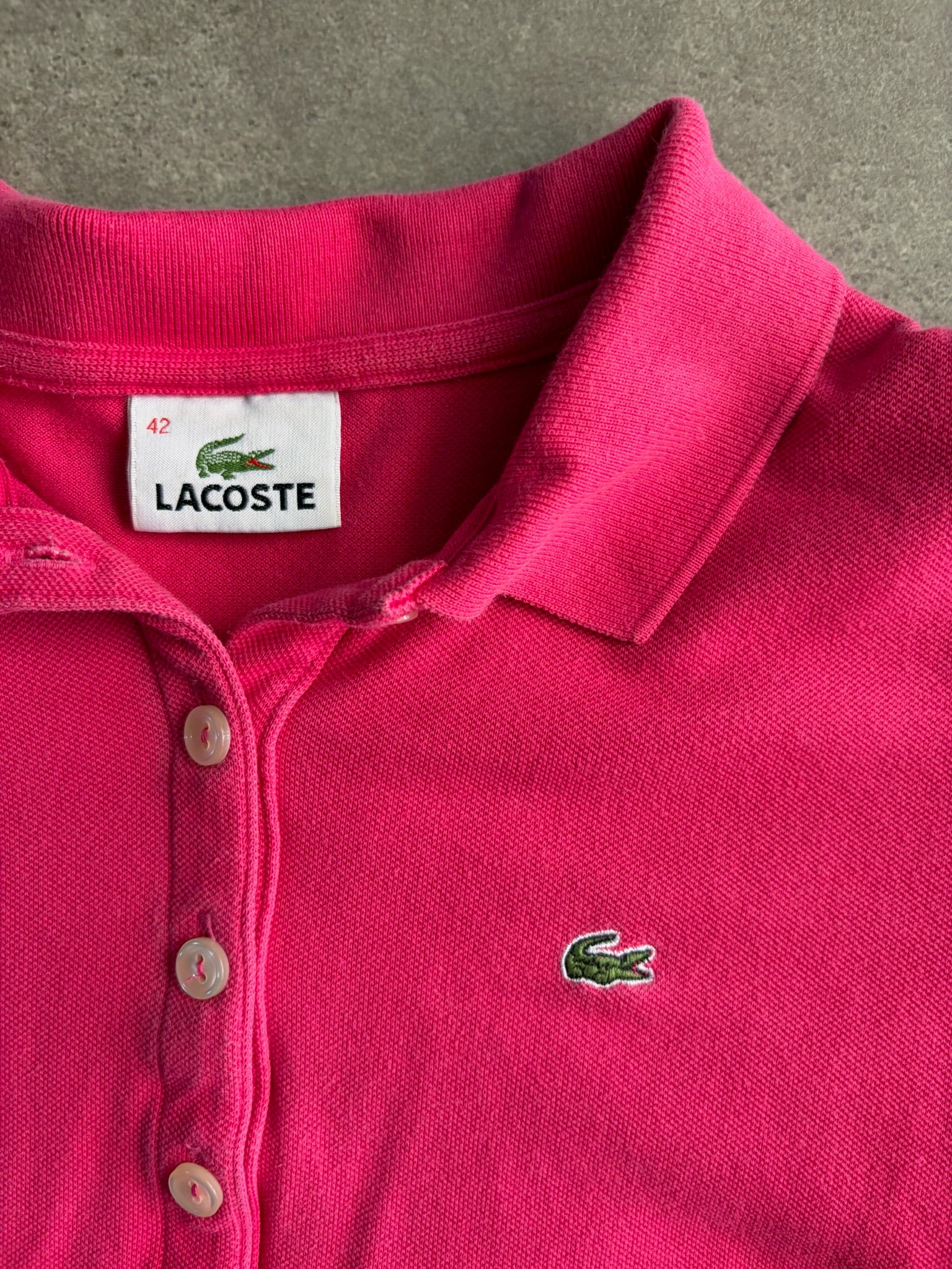חולצת פולו Lacoste ורודה וינטג׳ - XS