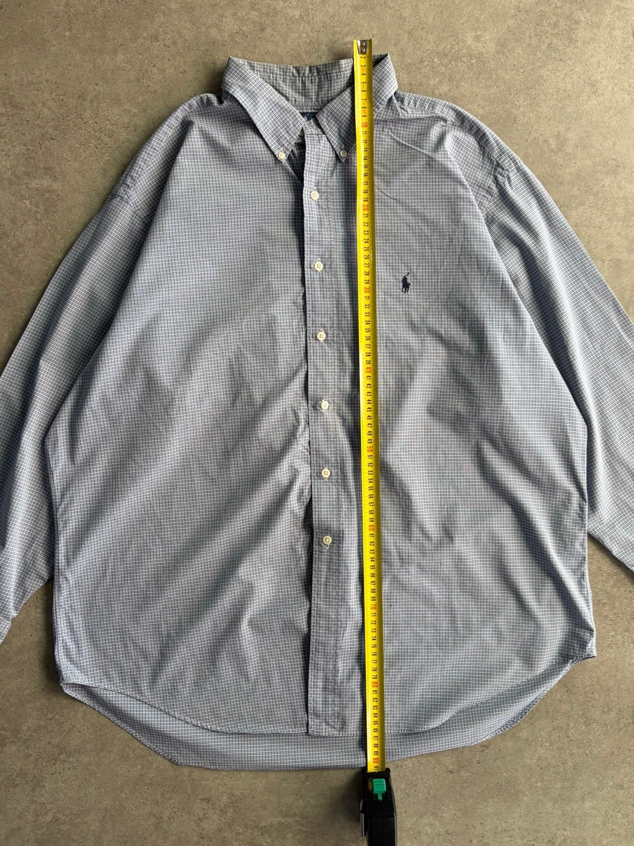 חולצת Ralph Lauren משבצות כחול-לבן וינטג׳ - 4XL