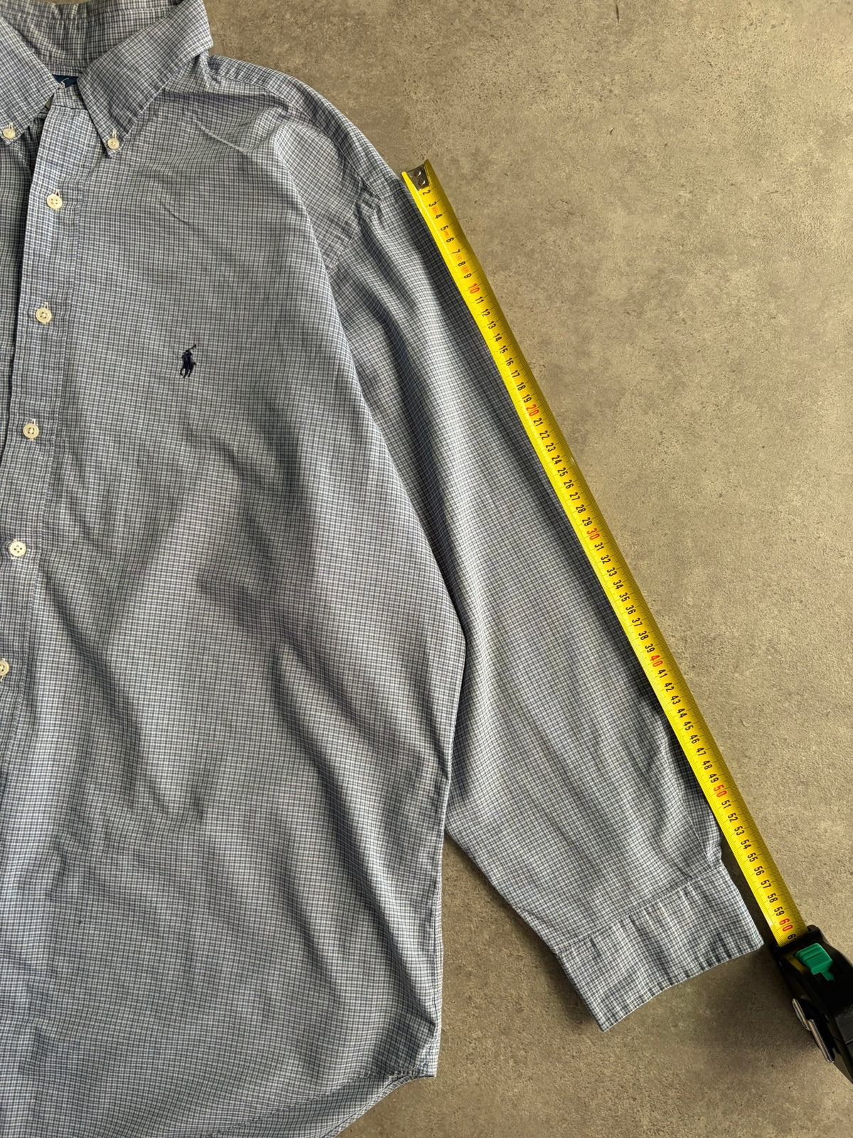חולצת Ralph Lauren משבצות כחול-לבן וינטג׳ - 4XL