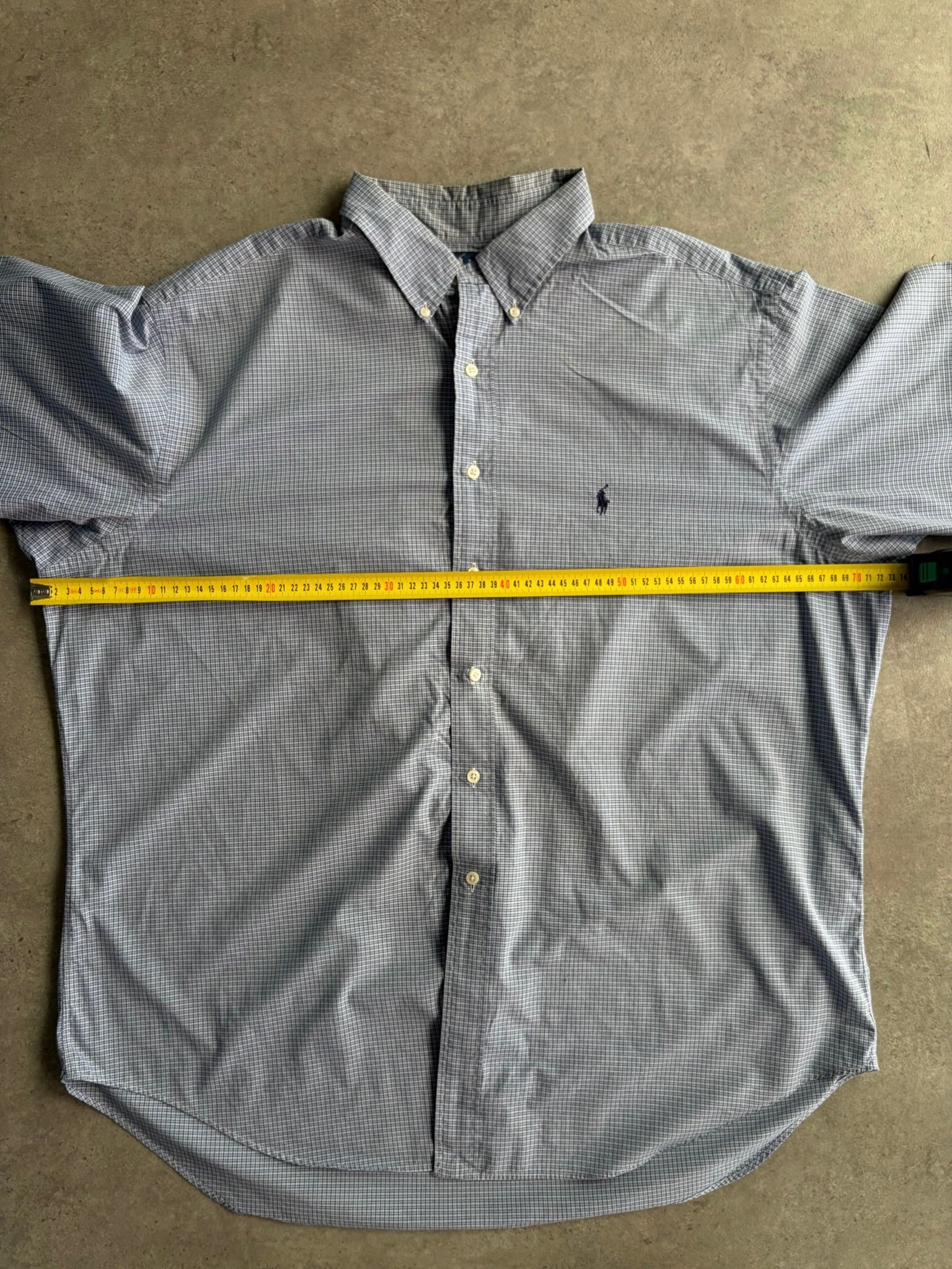 חולצת Ralph Lauren משבצות כחול-לבן וינטג׳ - 4XL