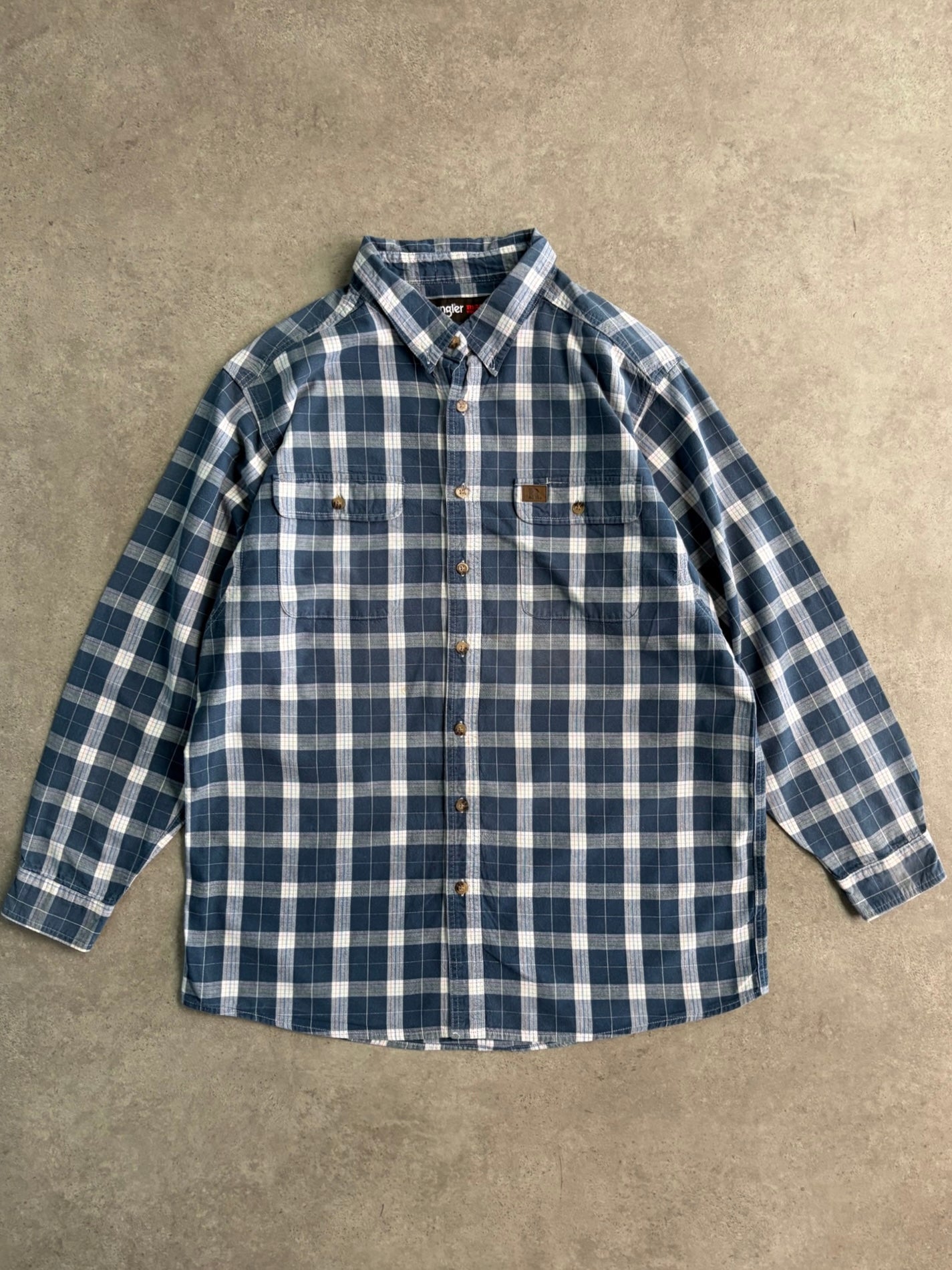 חולצת Wrangler RIGGS משבצות כחול-לבן וינטג׳ - XL