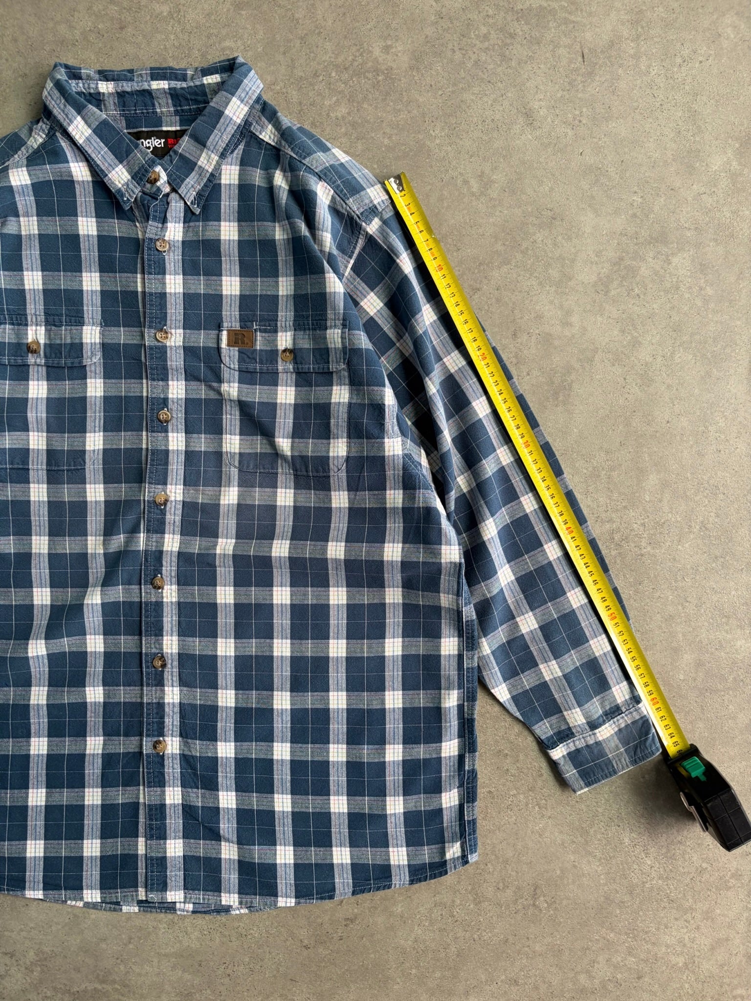 חולצת Wrangler RIGGS משבצות כחול-לבן וינטג׳ - XL