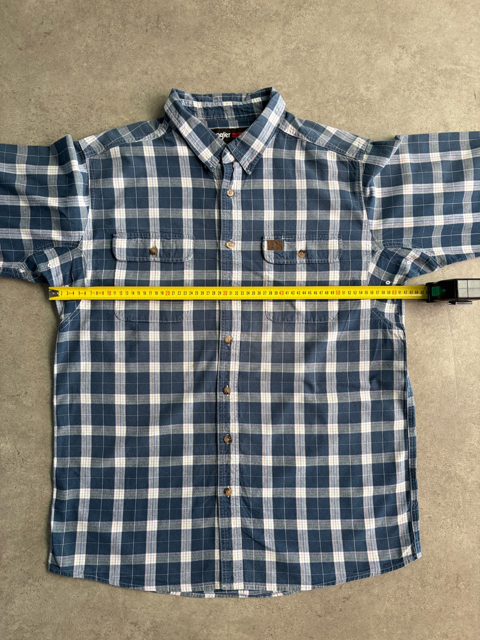חולצת Wrangler RIGGS משבצות כחול-לבן וינטג׳ - XL