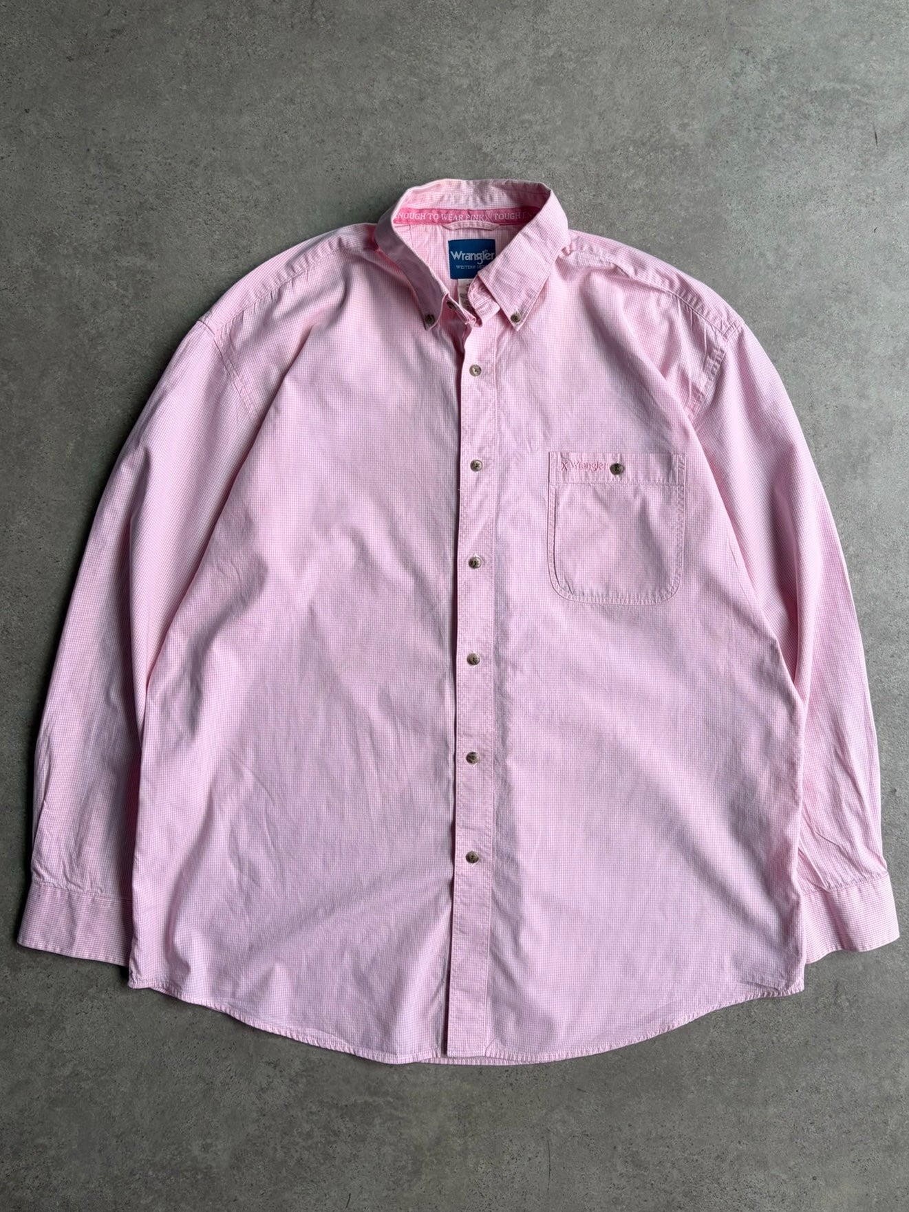 חולצת Wrangler Western ורודה משבצות וינטג׳ - XXL