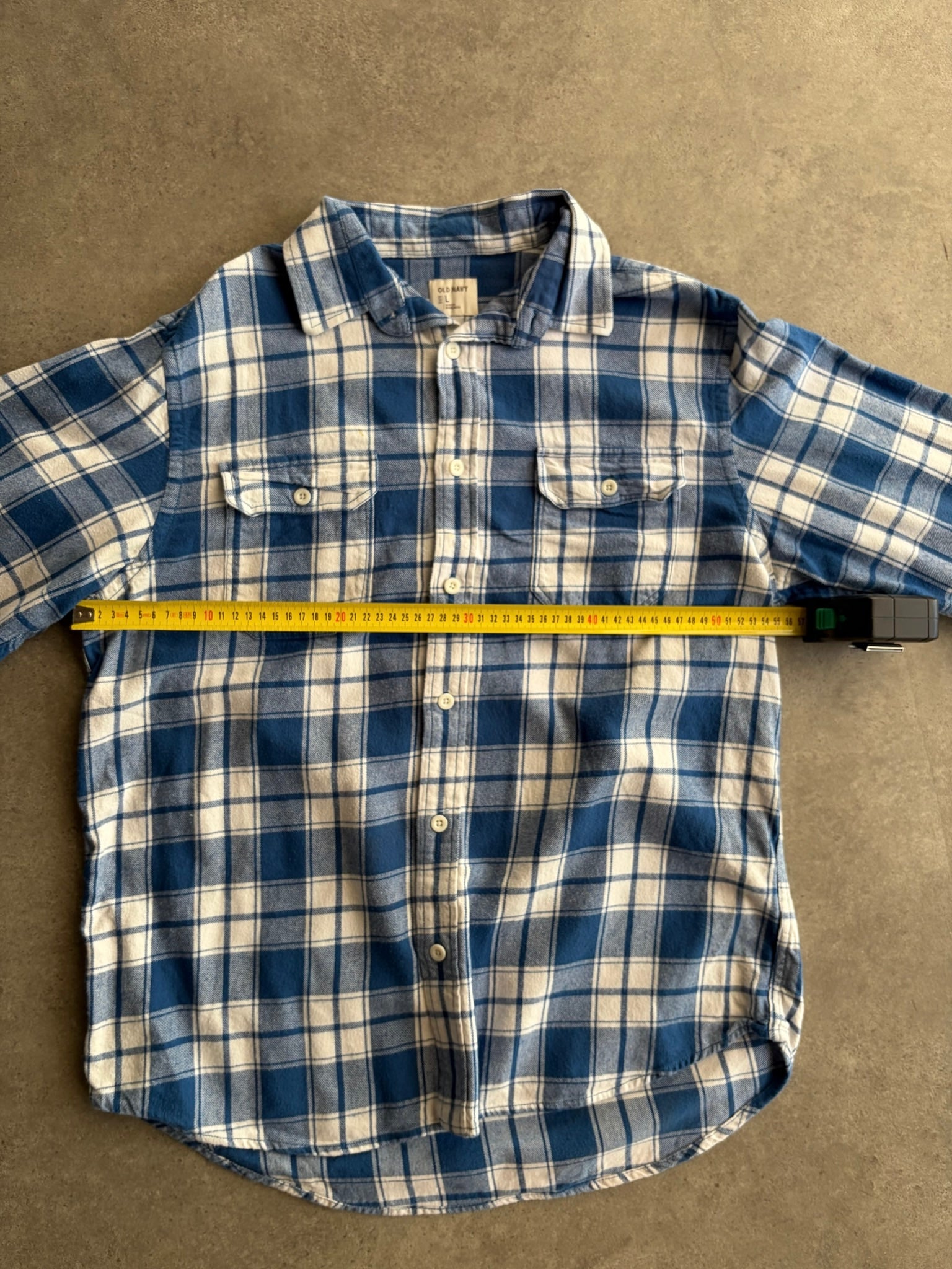 חולצת פלאנל Old Navy משבצות כחול-לבן וינטג׳ - L