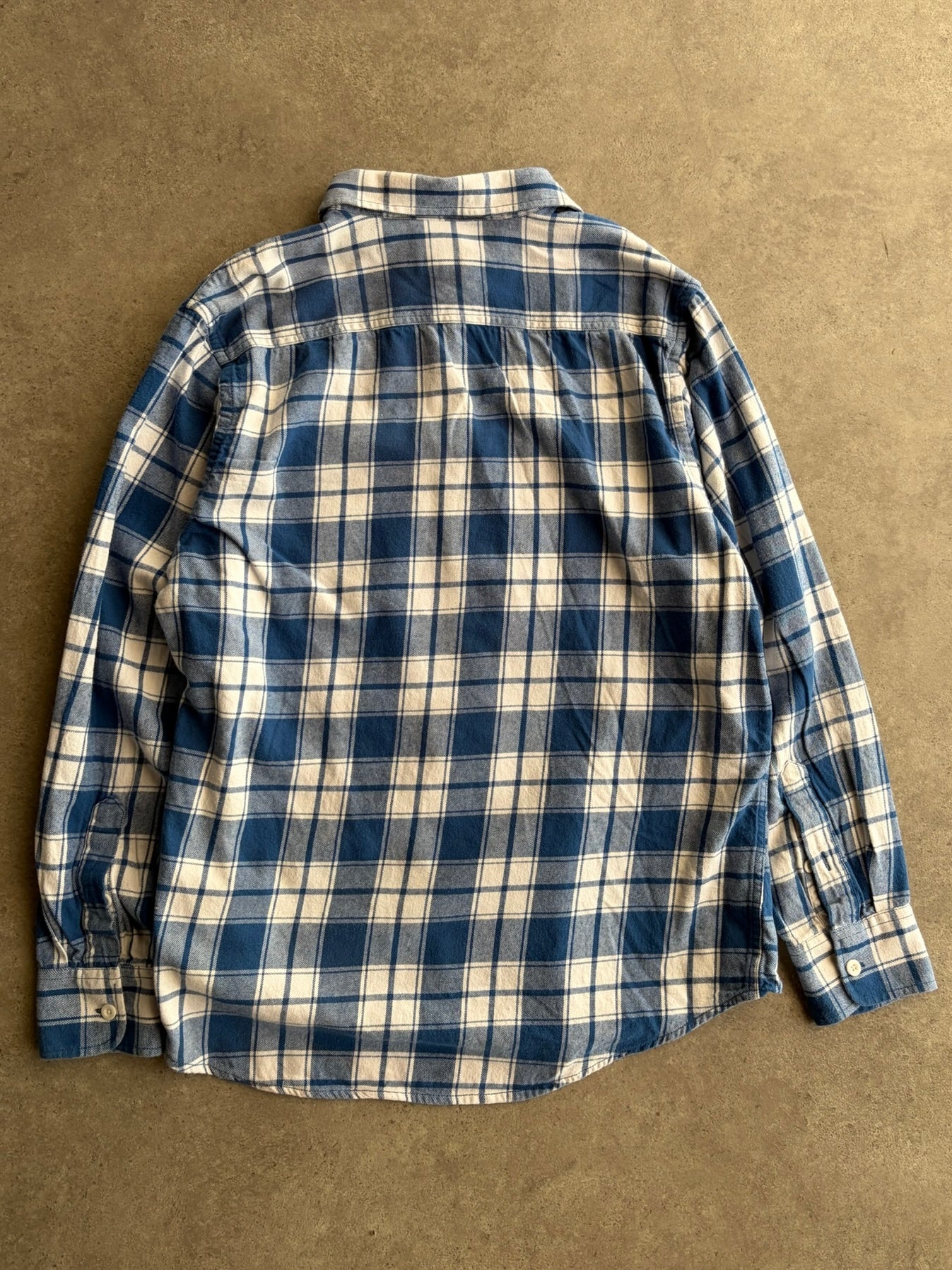 חולצת פלאנל Old Navy משבצות כחול-לבן וינטג׳ - L