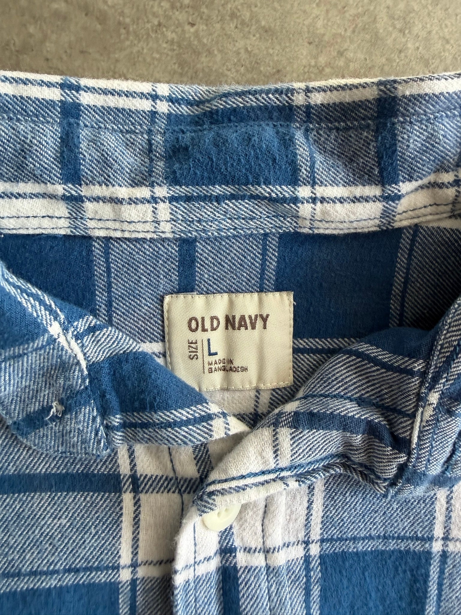 חולצת פלאנל Old Navy משבצות כחול-לבן וינטג׳ - L