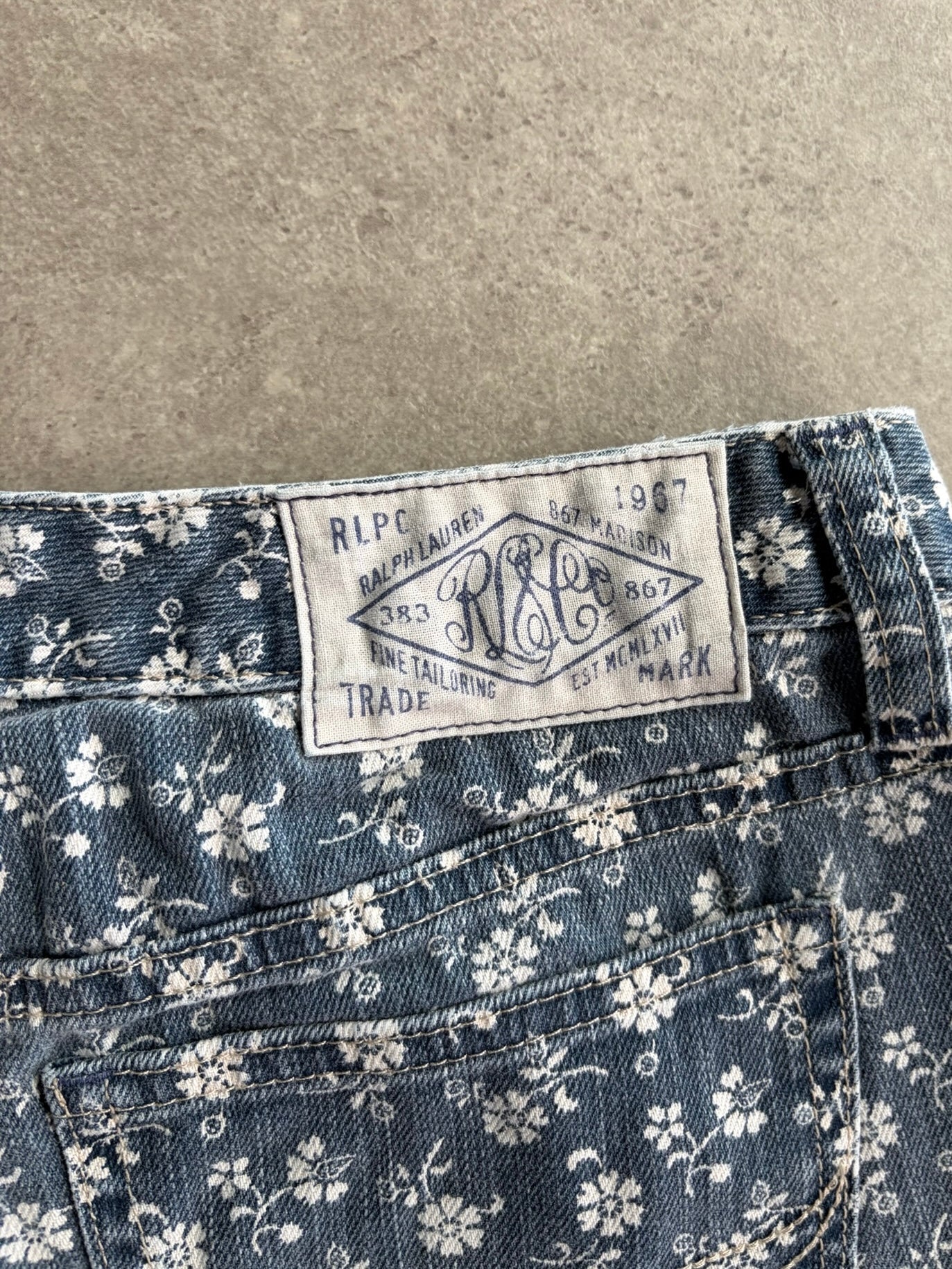 שורטס נמוך ג׳ינס Ralph Lauren פרחוני וינטג׳ - 28