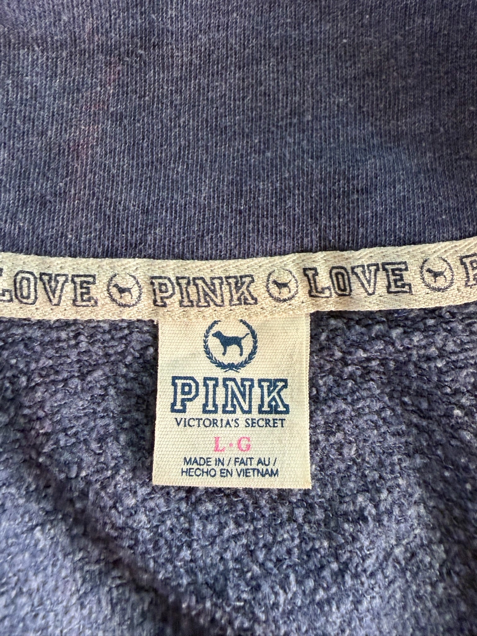סווטשירט קווטר זיפ PINK וינטג׳ - L