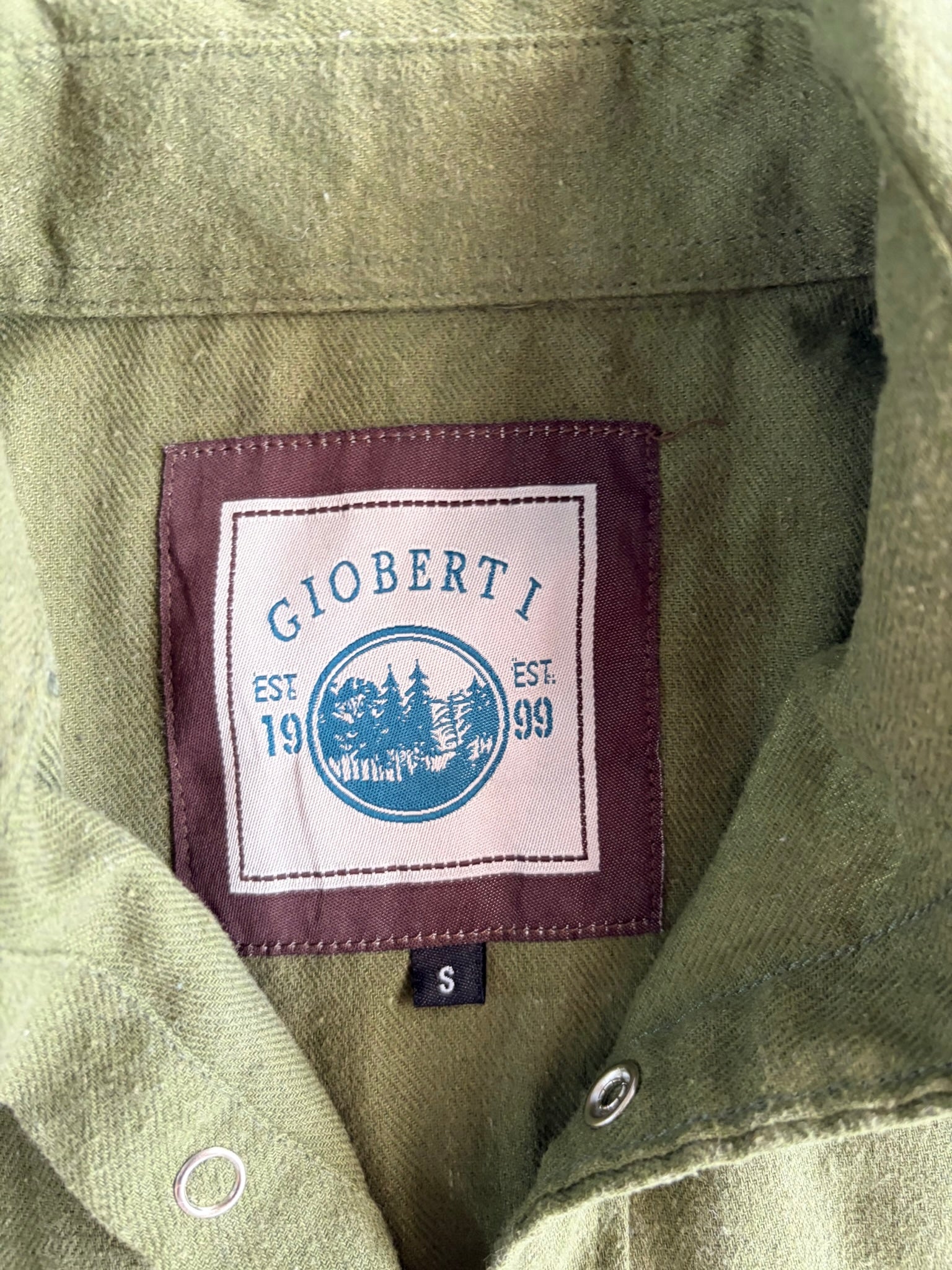 חולצת פלאנל Gioberti ירוקה וינטג׳ - S