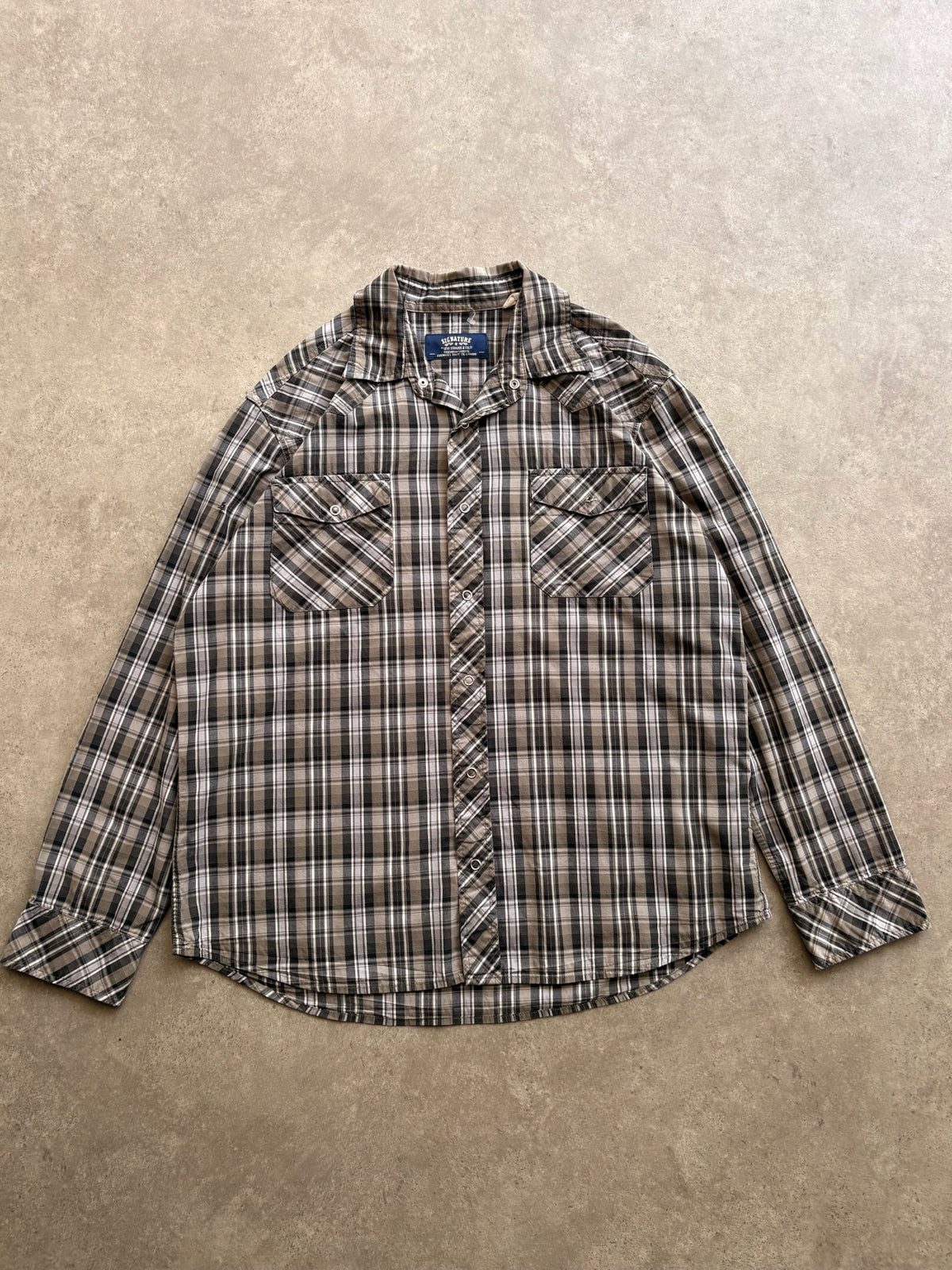 חולצה מכופתרת משובצת Levi's Signature וינטג׳ - XL – חולצת פלנל משבצות וינטג׳ ליוויס | DNA תל אביב