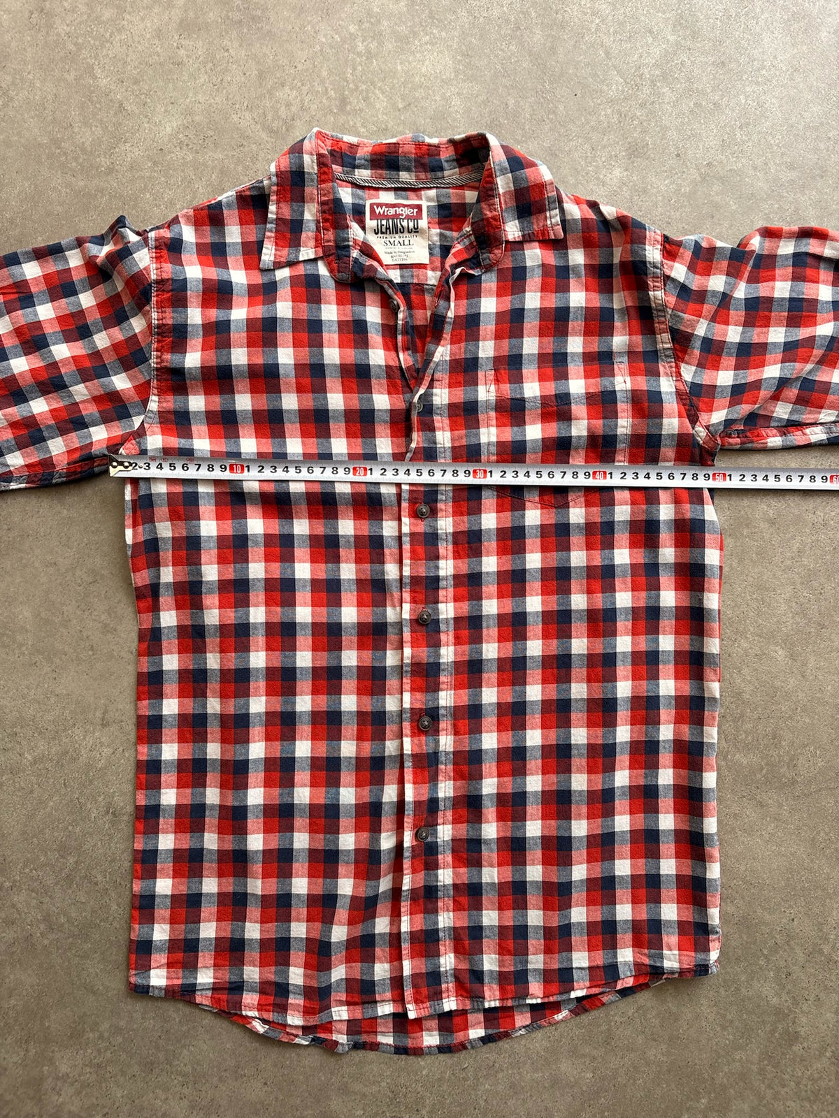 חולצת פלנל משובצת Wrangler וינטג' - S – חולצת פלנל משבצות וינטג׳ רנגלר, תמונה 3