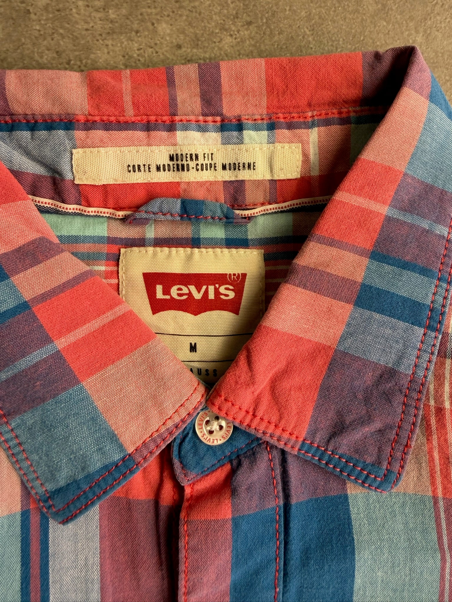 חולצת Levi's משבצות שרוול קצר וינטג׳ - M