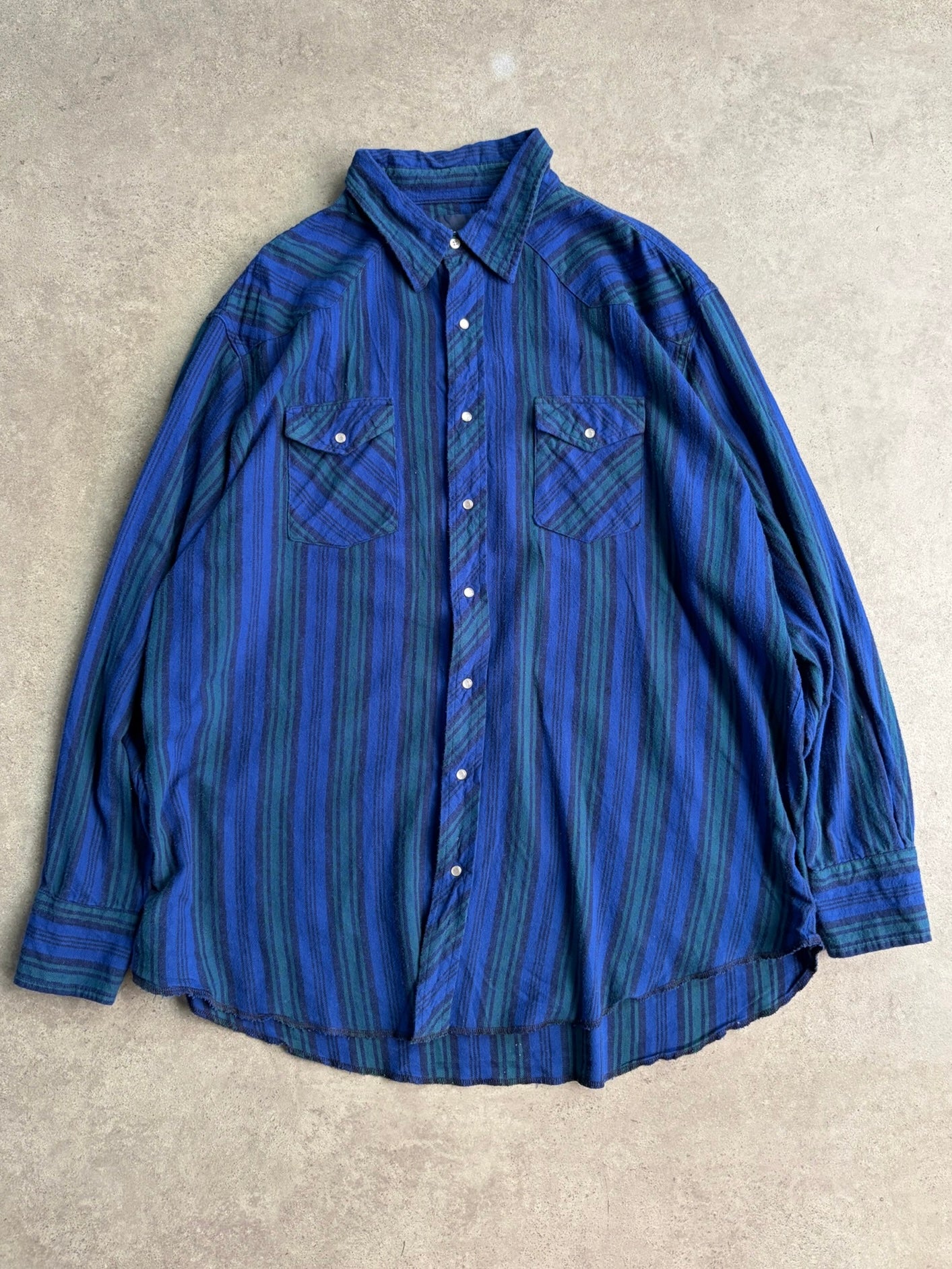 חולצת wrangler וסטרן פסים כחולה וינטג׳ - XXL