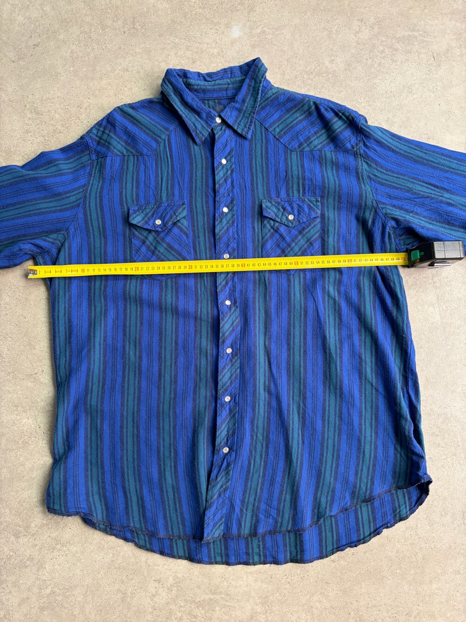 חולצת wrangler וסטרן פסים כחולה וינטג׳ - XXL