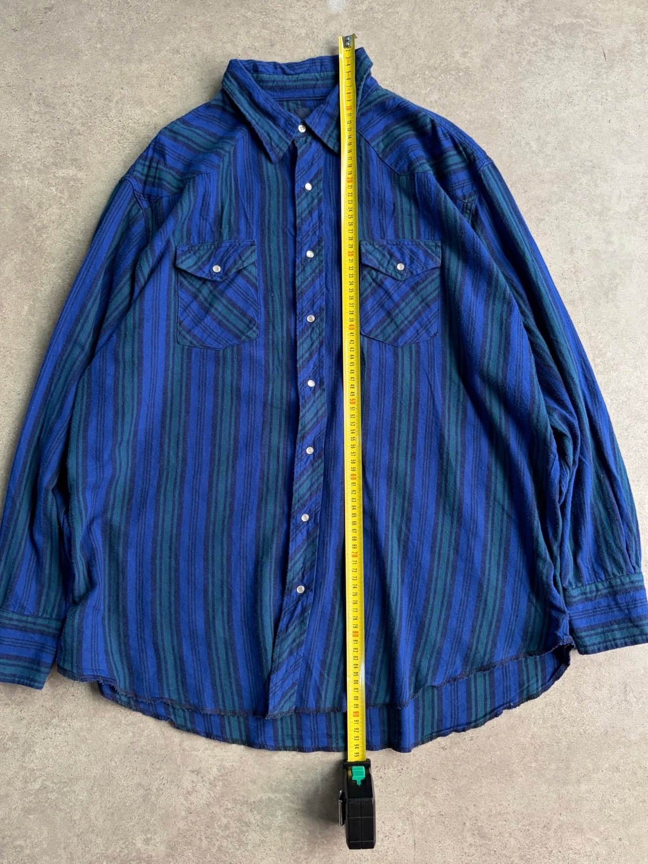 חולצת wrangler וסטרן פסים כחולה וינטג׳ - XXL