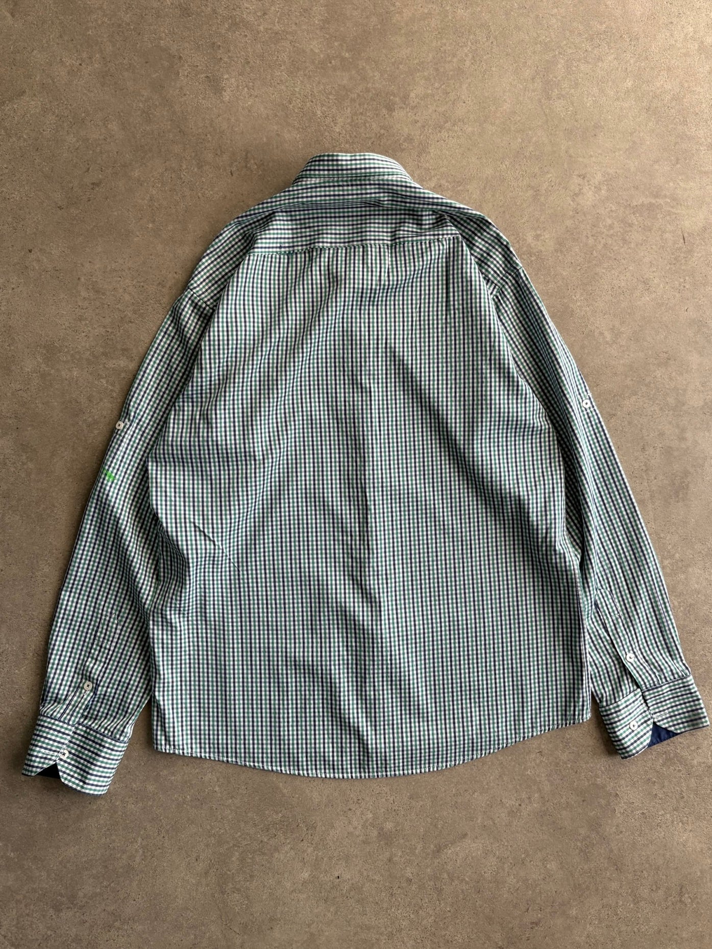 חולצת Tommy Hilfiger משבצות ירוק וכחול וינטג׳ - L
