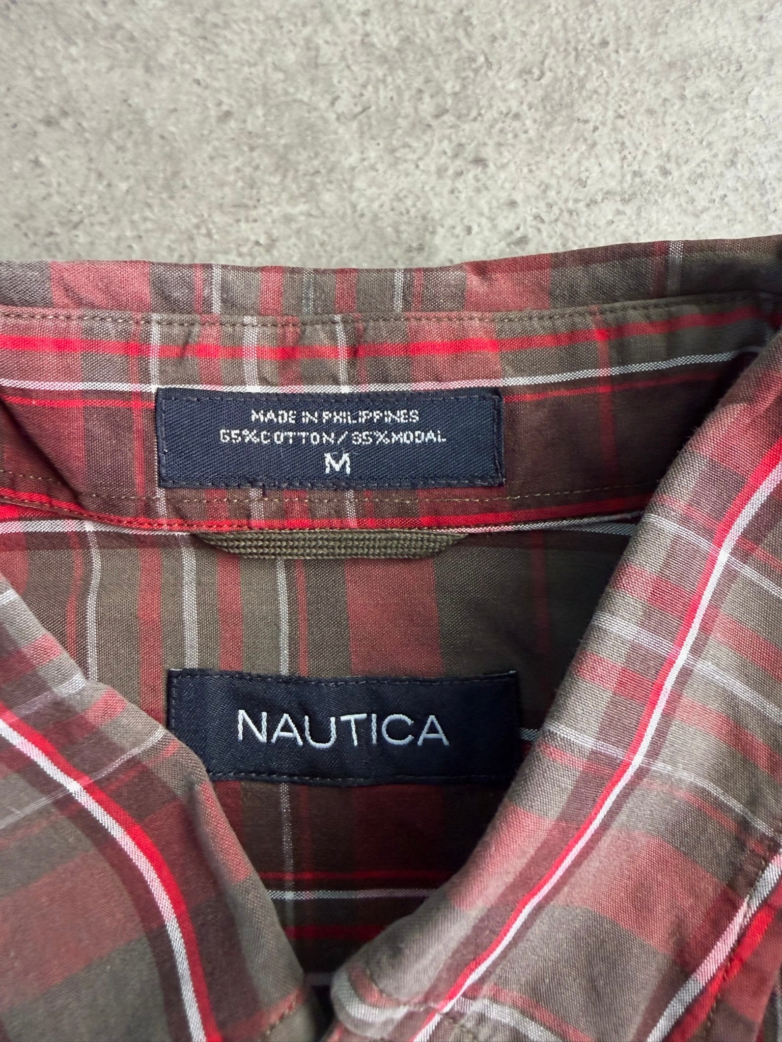 חולצת Nautica משבצות קצרה וינטג׳ - L