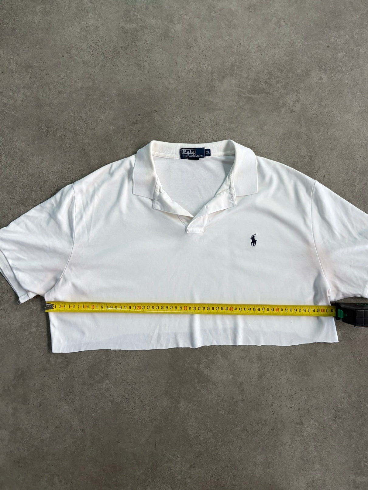 חולצת פולו Ralph Lauren קרופ לבנה וינטג׳ - XL
