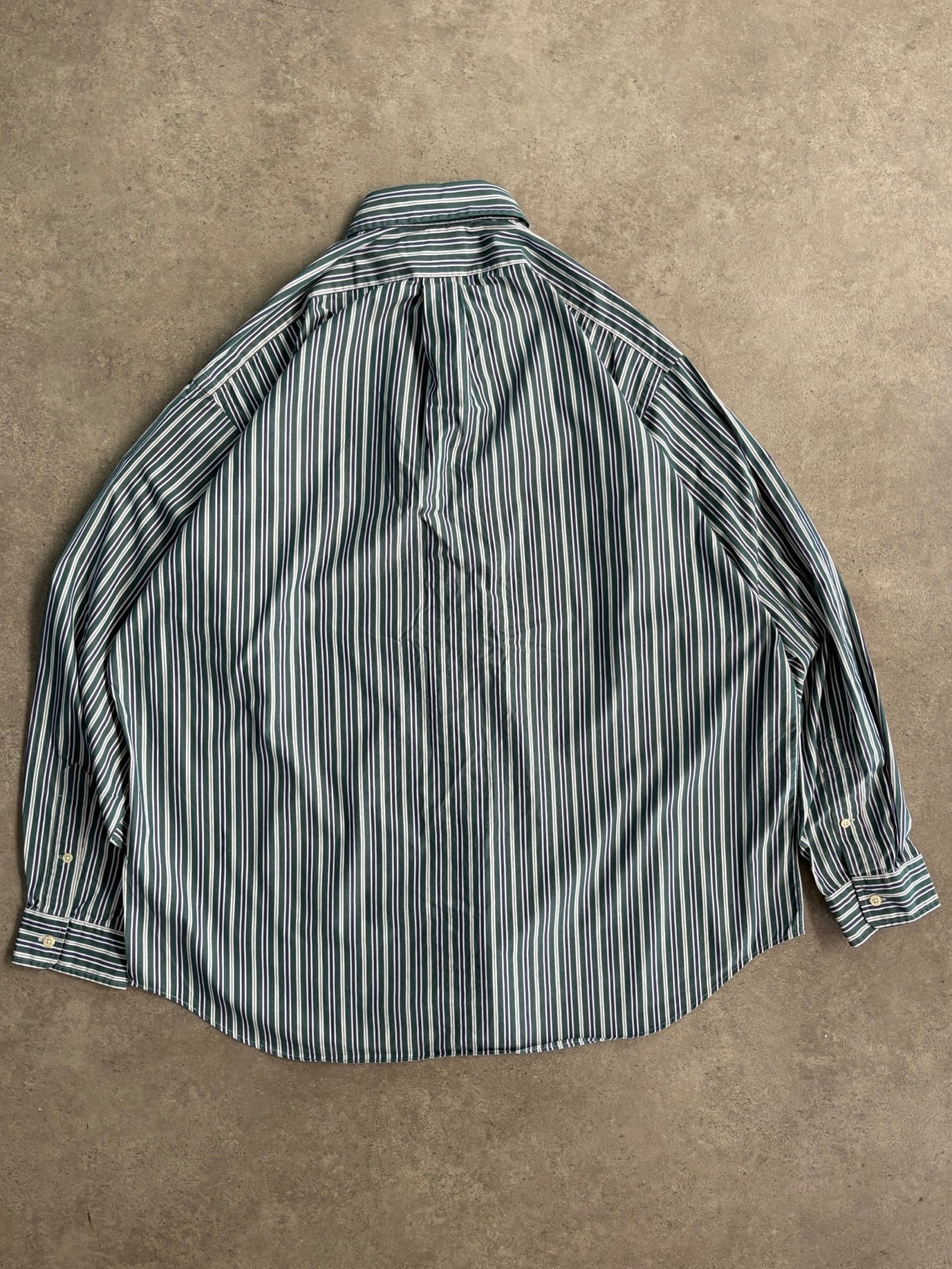 חולצת Ralph Lauren פסים ירוק ולבן וינטג׳ - 4XL