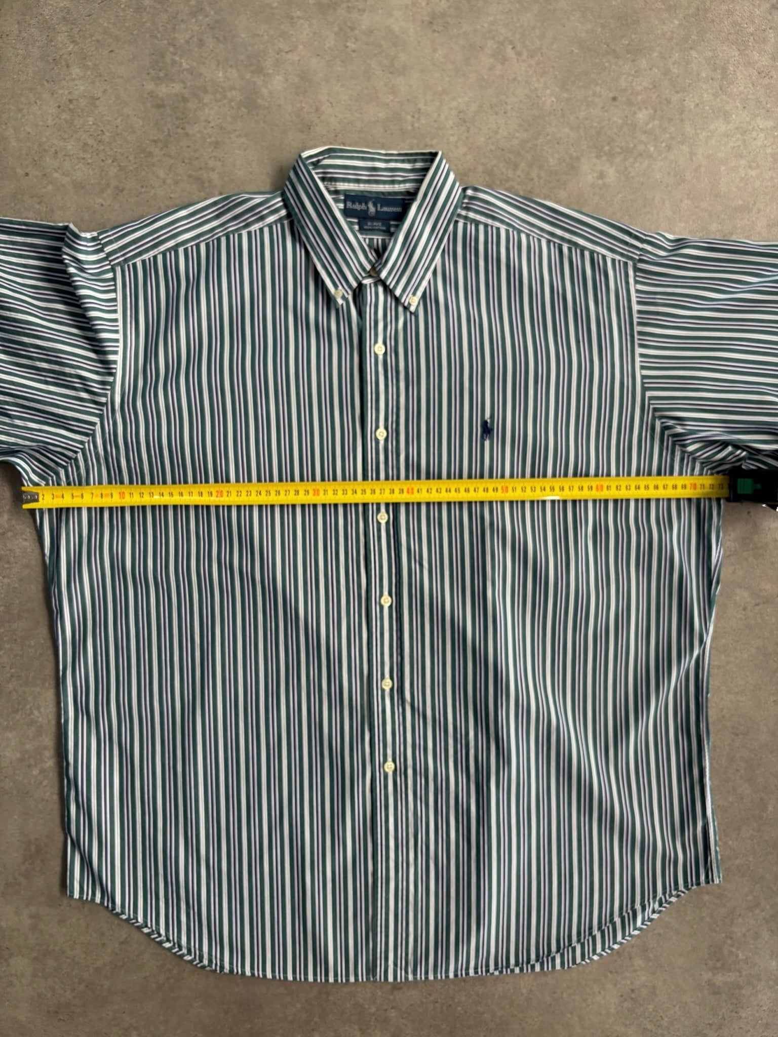 חולצת Ralph Lauren פסים ירוק ולבן וינטג׳ - 4XL