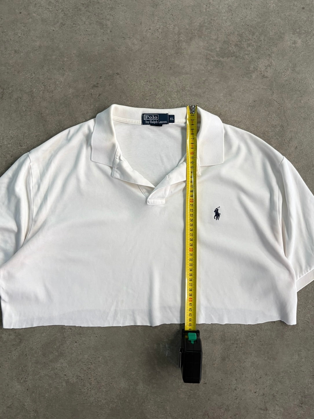 חולצת פולו Ralph Lauren קרופ לבנה וינטג׳ - XL