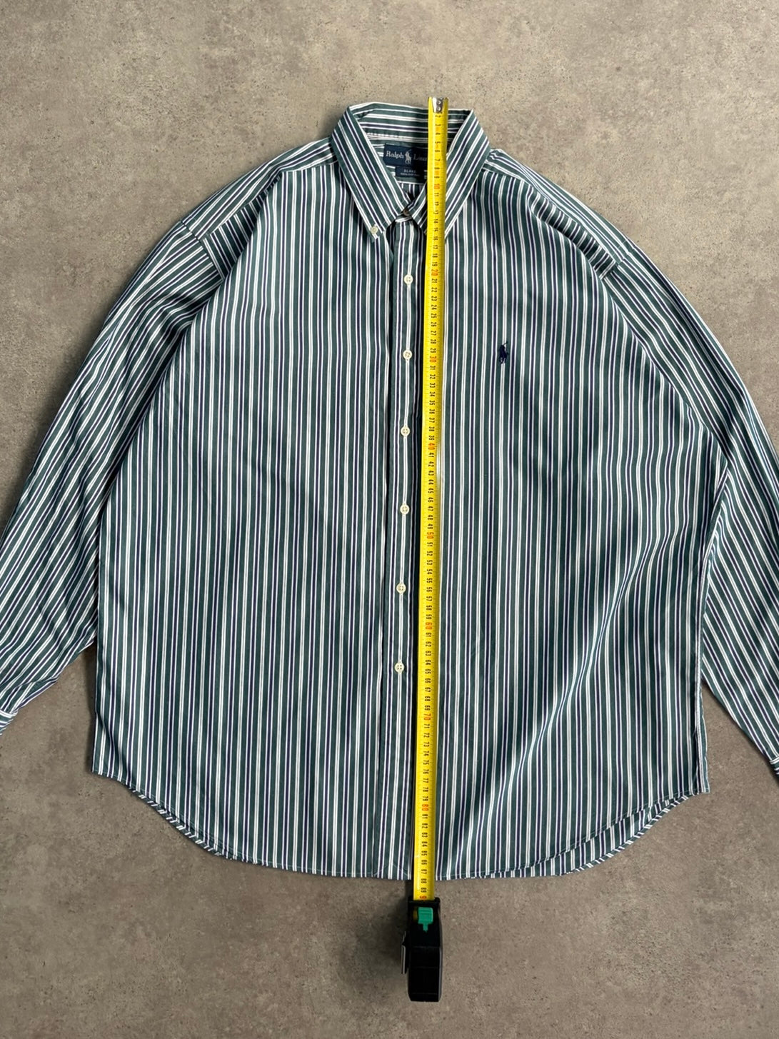 חולצת Ralph Lauren פסים ירוק ולבן וינטג׳ - 4XL