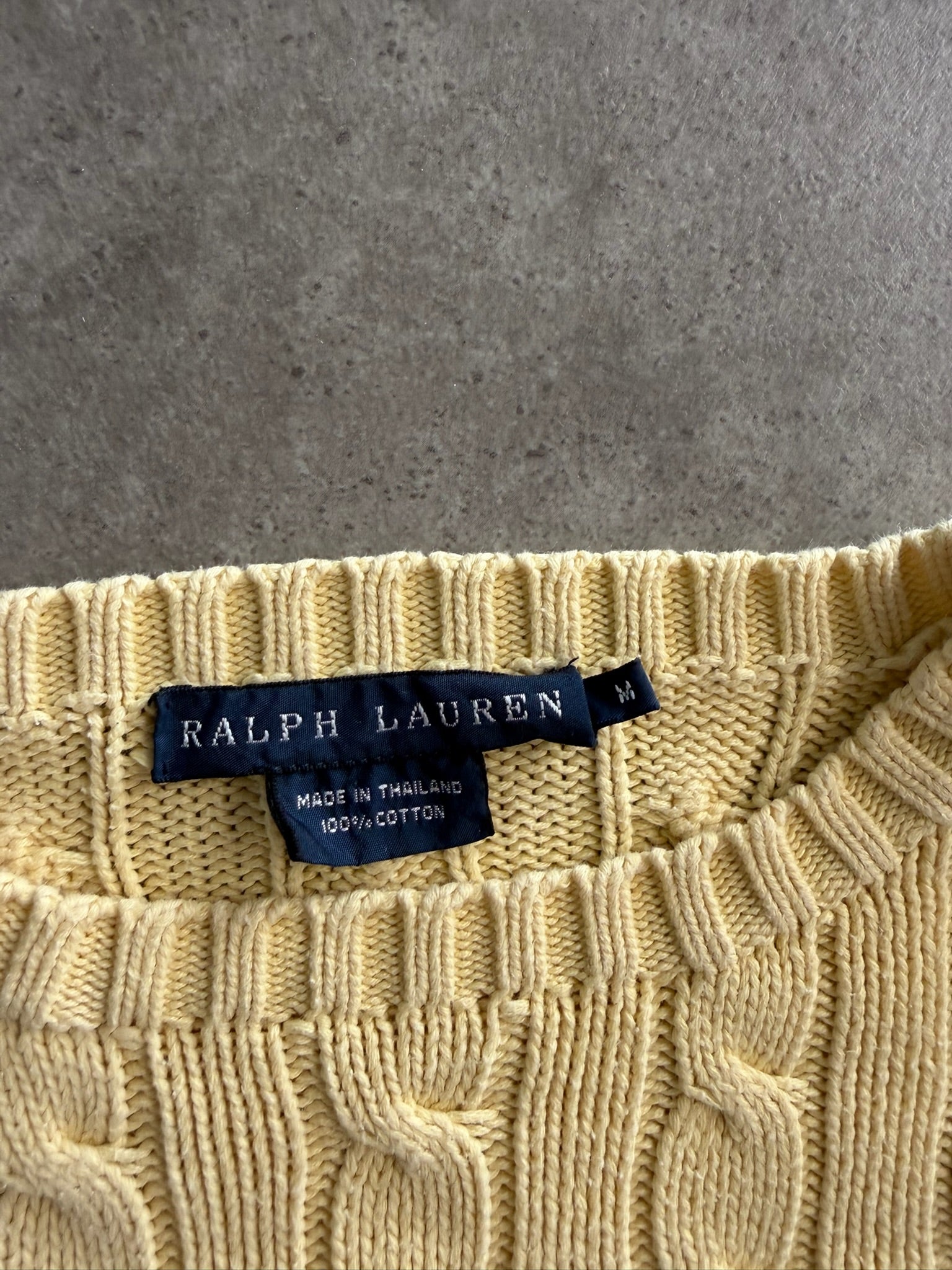 סוודר קייבל Ralph Lauren צהוב וינטג׳ - S
