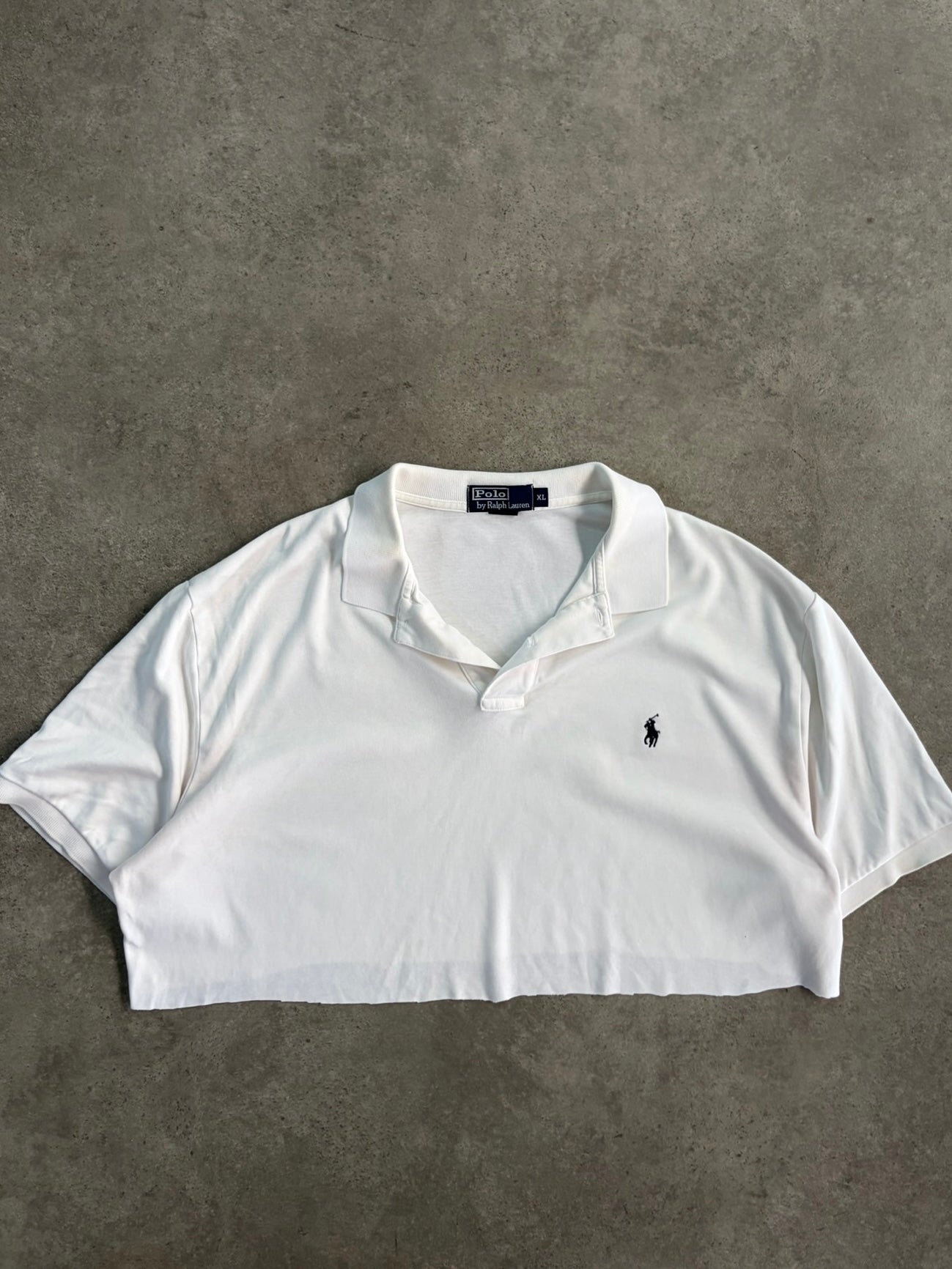 חולצת פולו Ralph Lauren קרופ לבנה וינטג׳ - XL