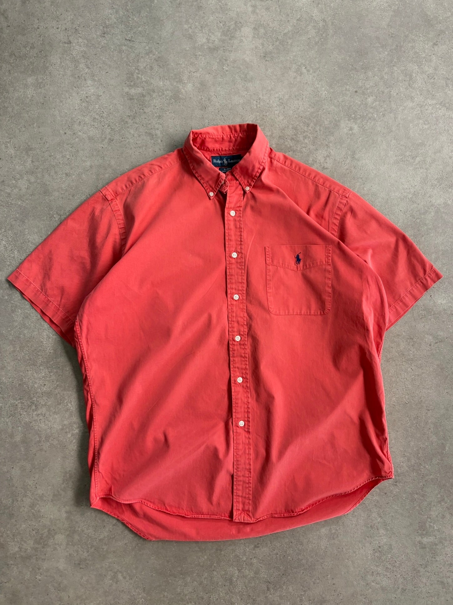 חולצת Ralph Lauren מכופתרת קצרה בצבע קורל וינטג׳ - XL