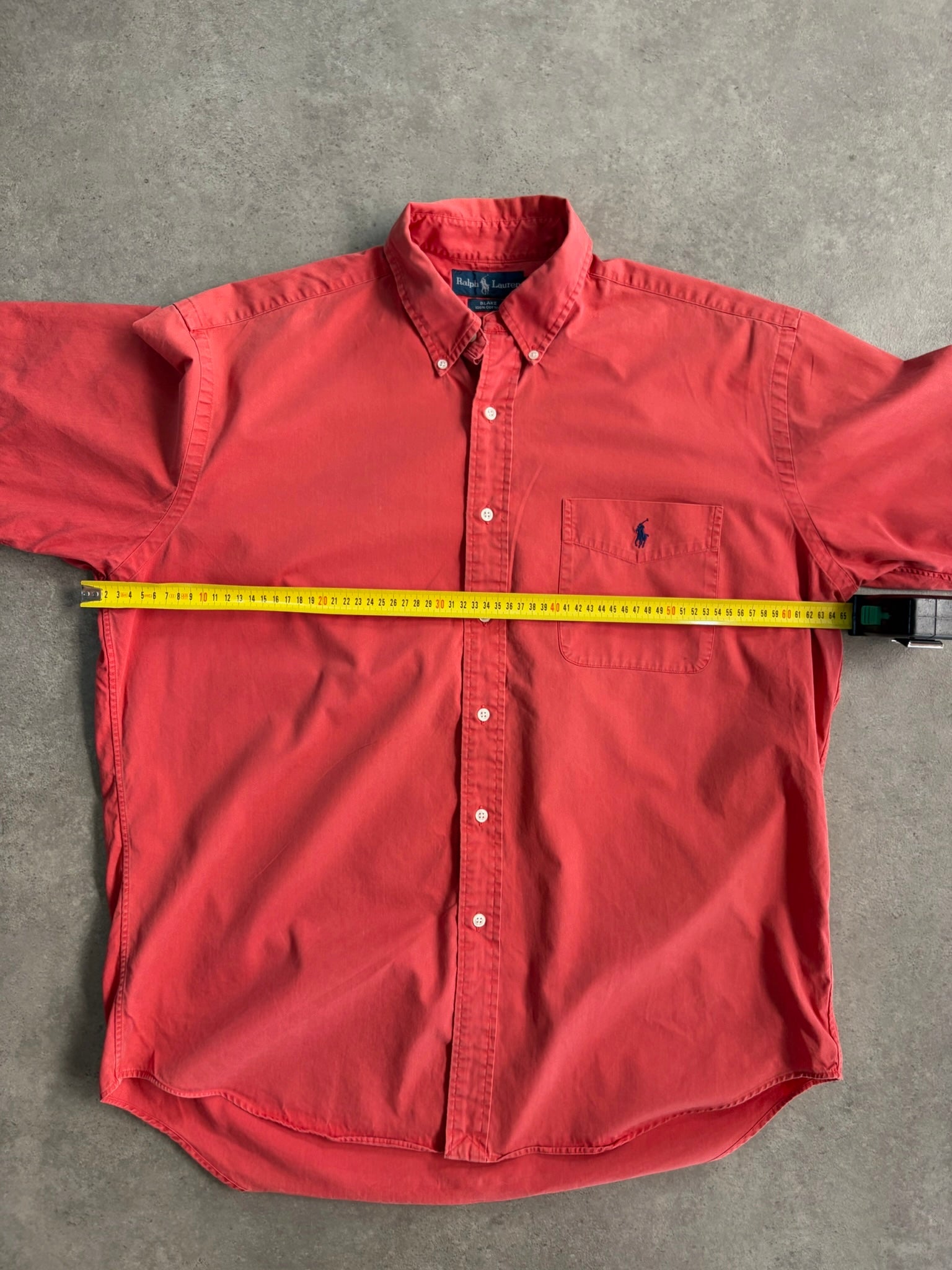 חולצת Ralph Lauren מכופתרת קצרה בצבע קורל וינטג׳ - XL