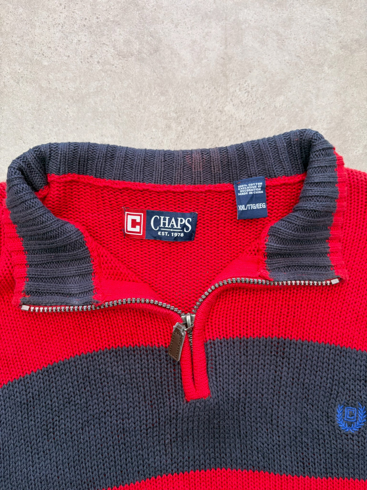 סווטשירט Chaps רבע רוכסן וינטג׳ - XL – סווטשירט וינטג׳, תמונה 3