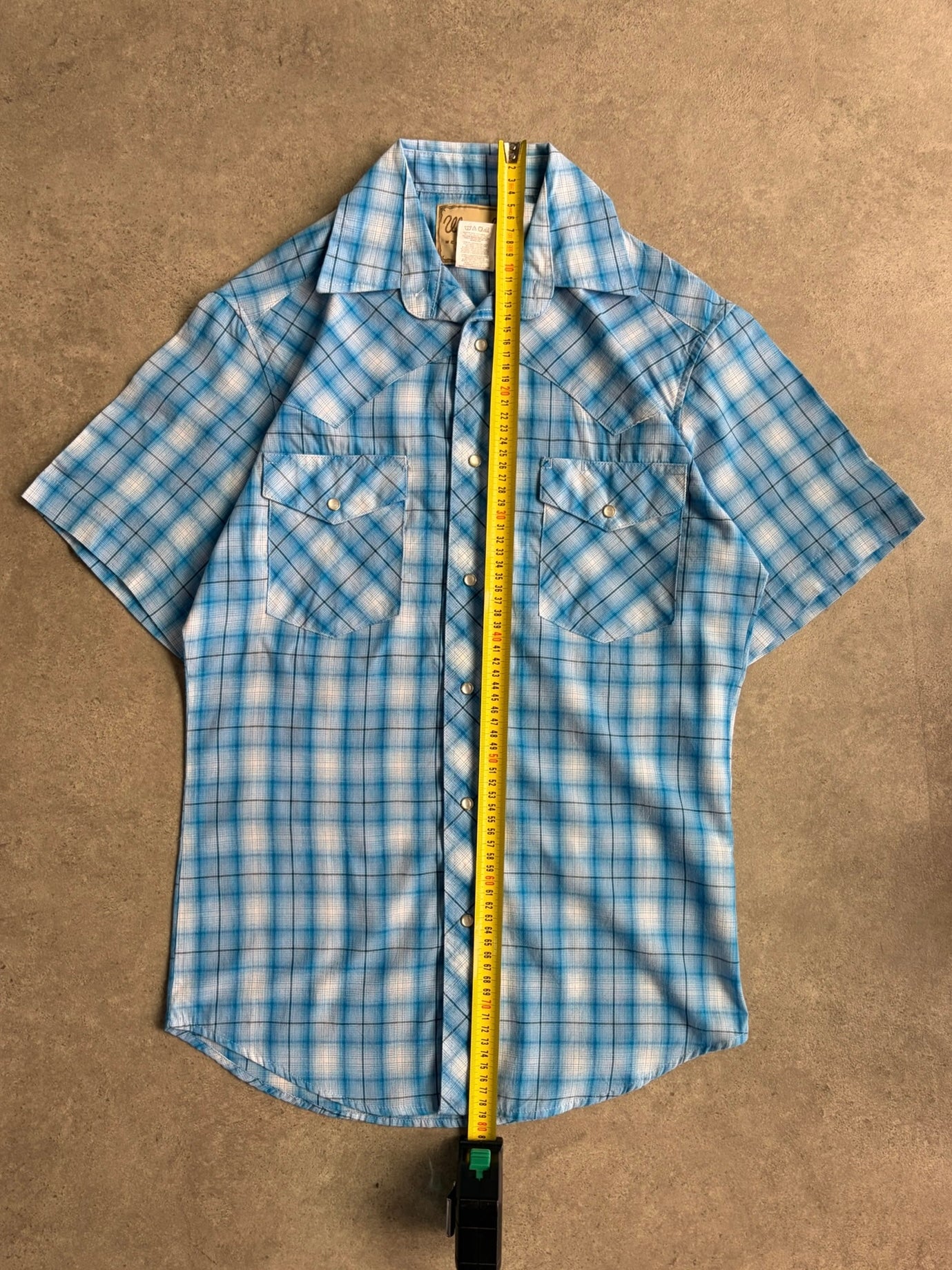 חולצת ווסטרן Wrangler משבצות כחולה וינטג׳ - S