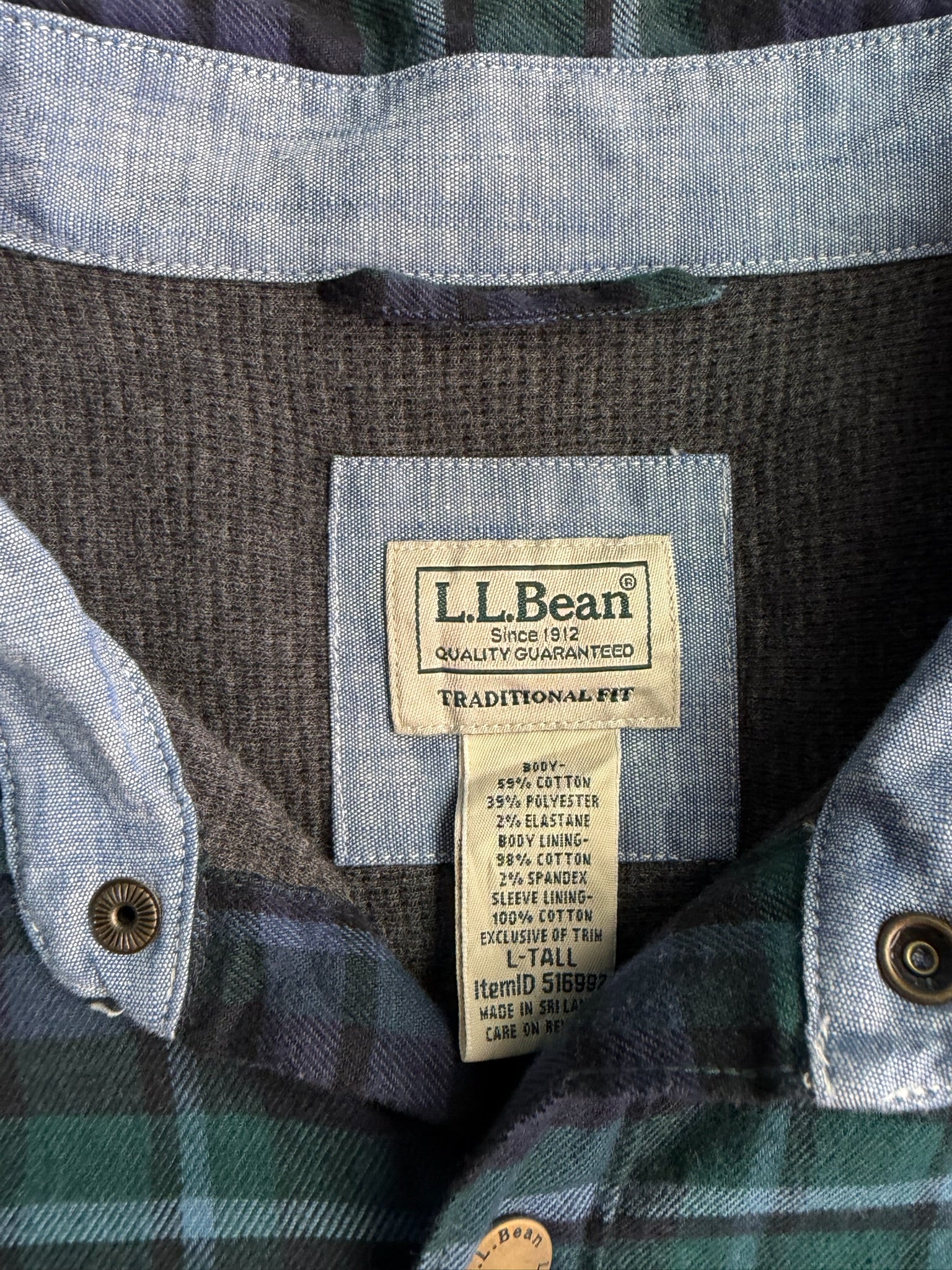 חולצת פלאנל L.L.Bean משובצת וינטג׳ - XL